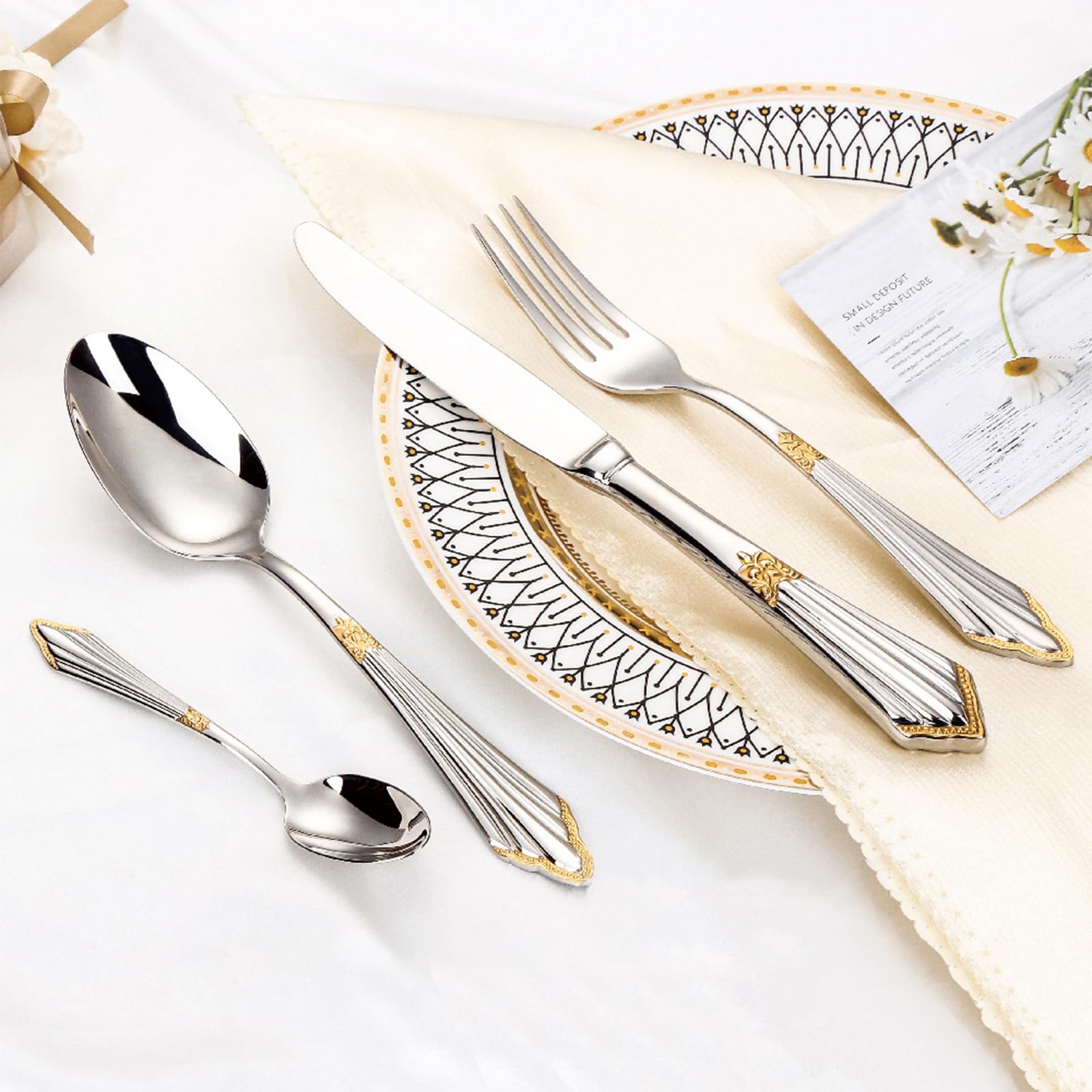 12-Piece Stainless Steel Flatware Set for 3 - Premium Silverware with Mirror Polished Finish, Thickened Handles - Includes Spoons, Forks & Knives - Dishwasher Safe Kitchen Cutlery Set (Copper) - Perfect for Dining, Entertaining & Everyday Use