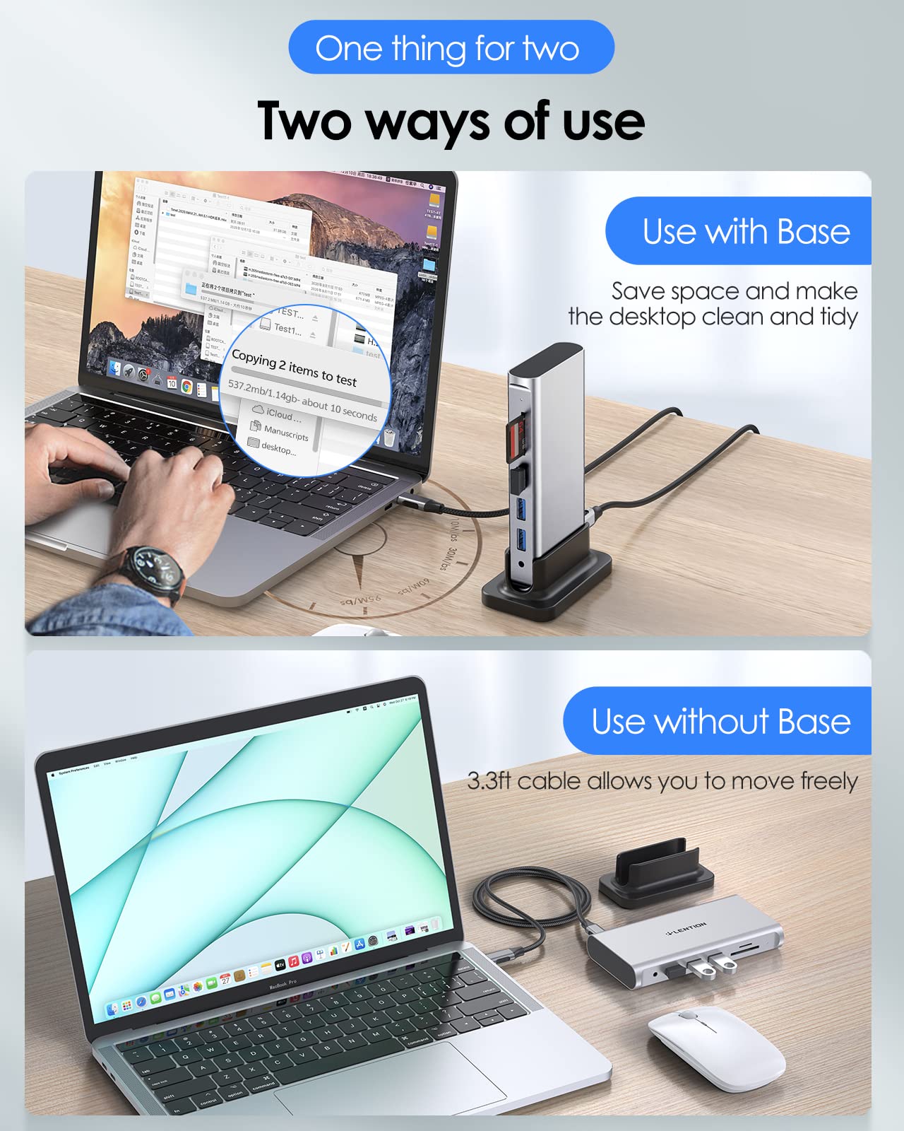 LENTION USB C Docking Station 100W Power Delivery - 4K HDMI, VGA, Gigabit Ethernet, SD/TF Card Reader, 3 USB 3.0 Ports, 3.5mm Aux Adapter for MacBook Pro/Air, Surface, Steam Deck, Dell, HP (CB-D55, Silver) - Perfect for Home Office, Gaming & Multi-Monitor Setup