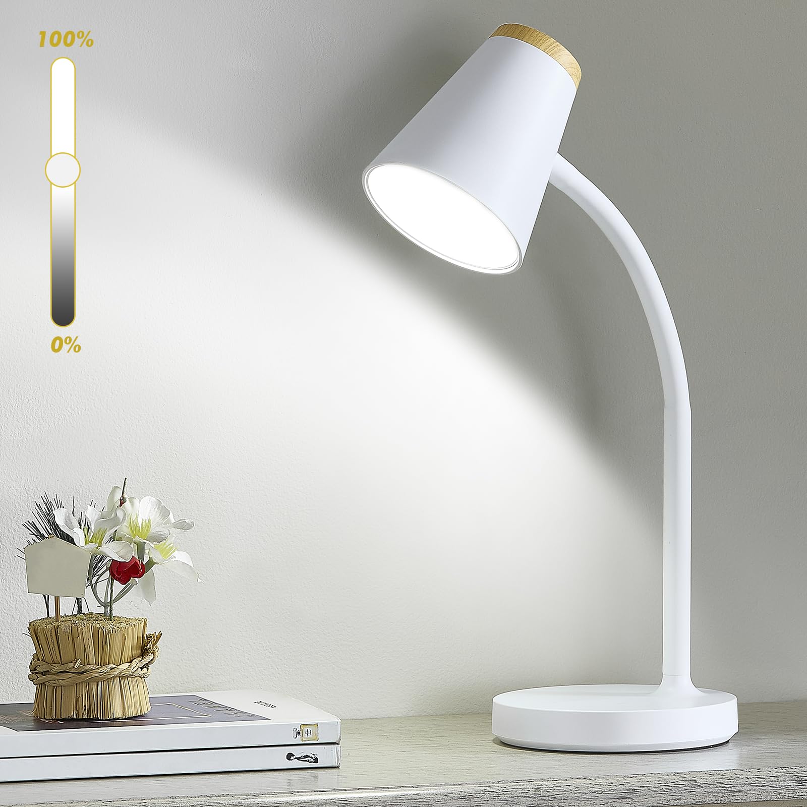 Adjustable LED Desk Lamp with Dimmable Touch Control - Flexible Gooseneck Reading Light for College Dorm, Home Office & Bedroom Nightstand - Perfect Study Lamp for Students & Work from Home Professionals