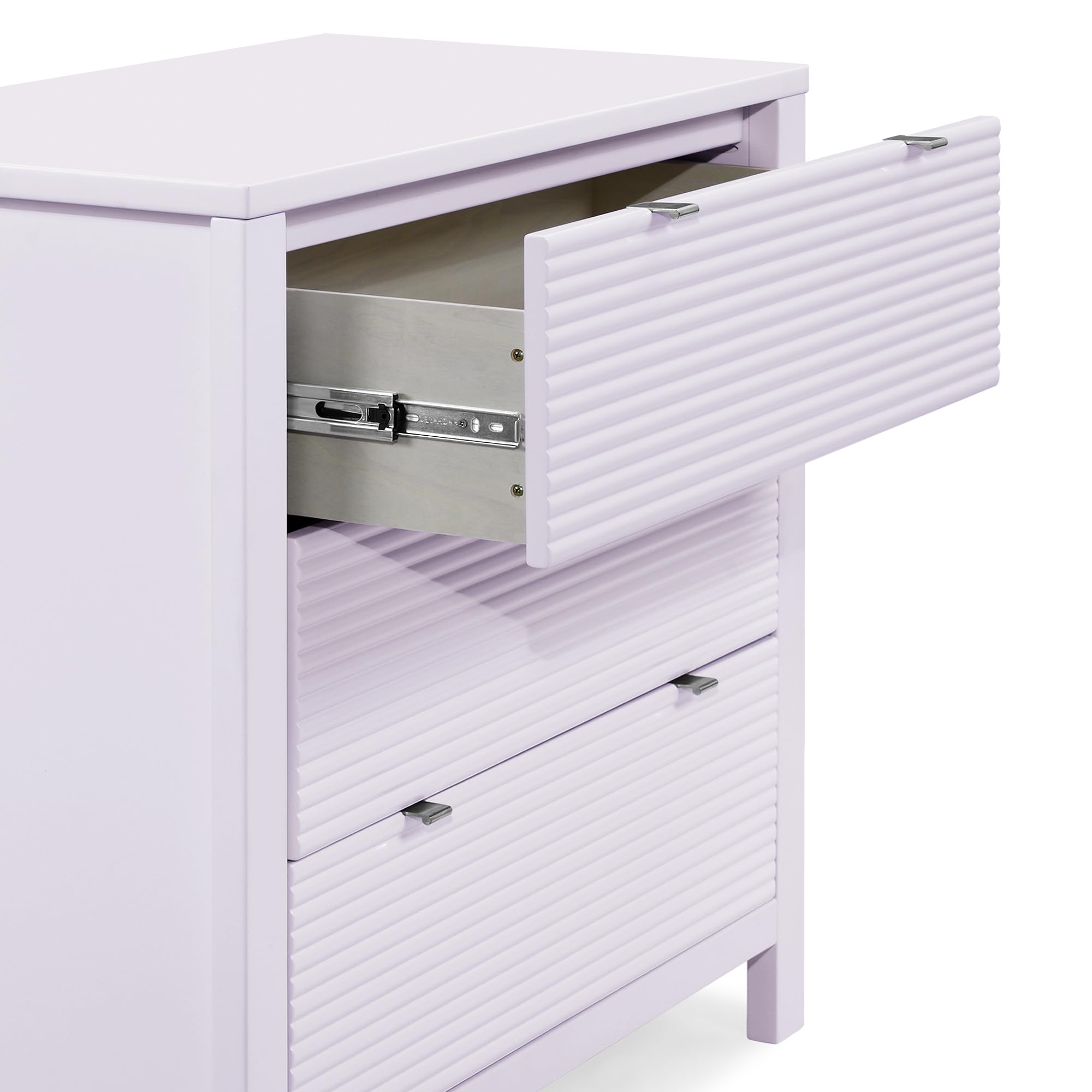 Delta Children Cassie 3-Drawer Dresser with Changing Table Top & Safety Interlocking Drawers - Nursery Storage Solution for Baby Clothes, Diapers & Essentials (Lilac) | Perfect for Newborns & Toddlers Bedroom Organization