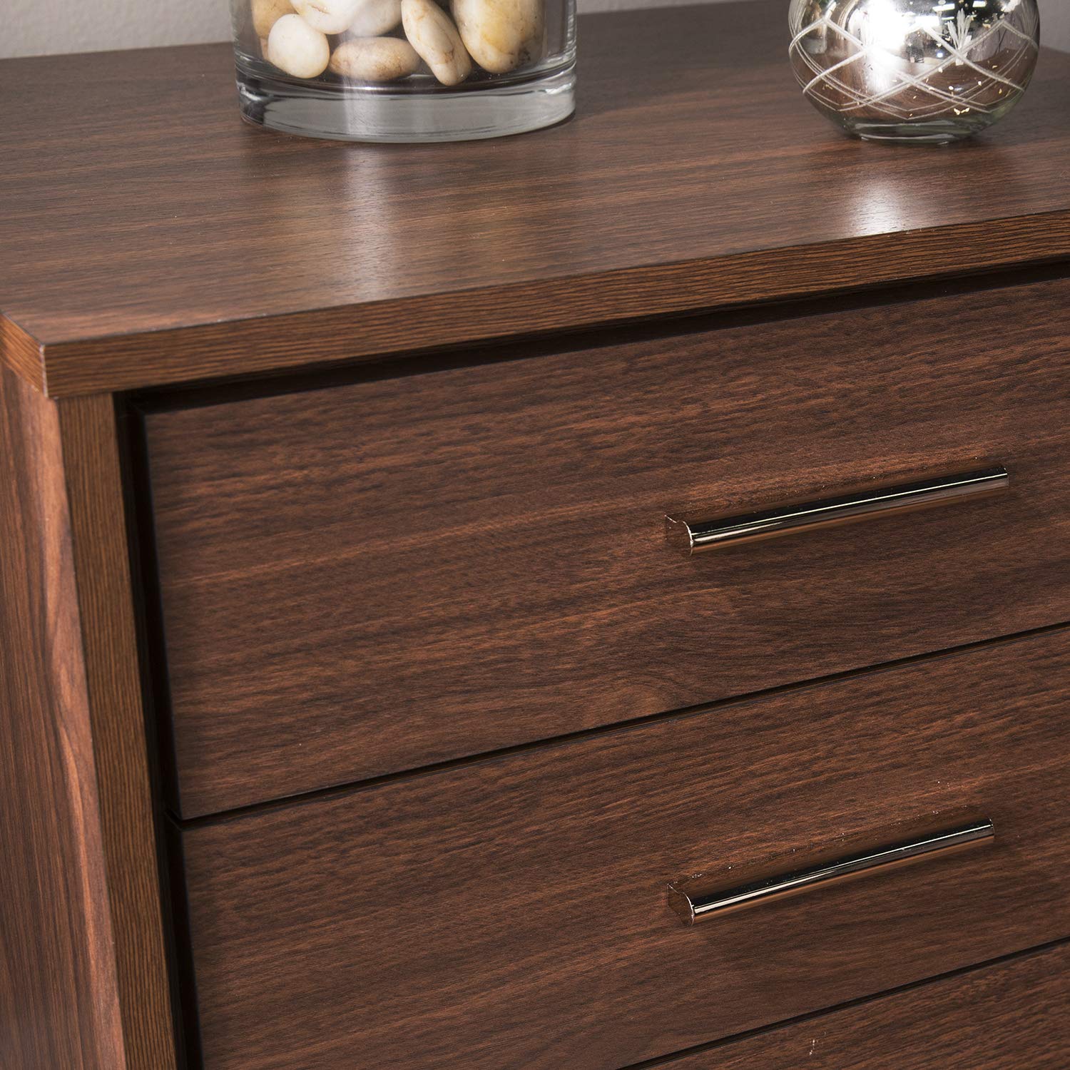 SEI Furniture Oren Bedside Table with Drawers - Brown Wood Nightstand for Bedroom, Living Room, or Office - Compact Storage End Table with Drawer Space