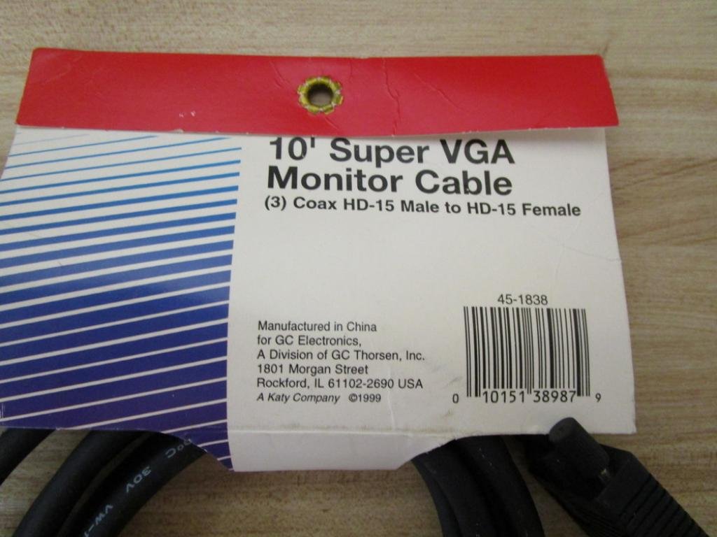 10FT Black VGA Monitor Cable for PC & TV Video Connection