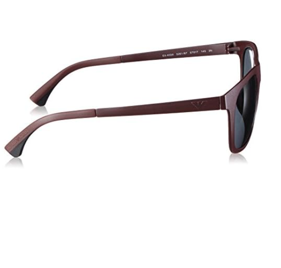 Emporio Armani EA 4034 5261/87 Matte Burgundy/Grey Rectangle Men's Sunglasses - Stylish UV Protection Shades for Driving, Outdoor & Fashion