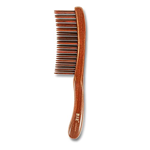 Premium TAN MUJIANG Wooden Wide Tooth Comb for Curly Hair - Natural Detangling Hairbrush for Women with Thick or Wavy Hair - Perfect for Daily Styling, Travel & Salon Use (CCHDS0103)