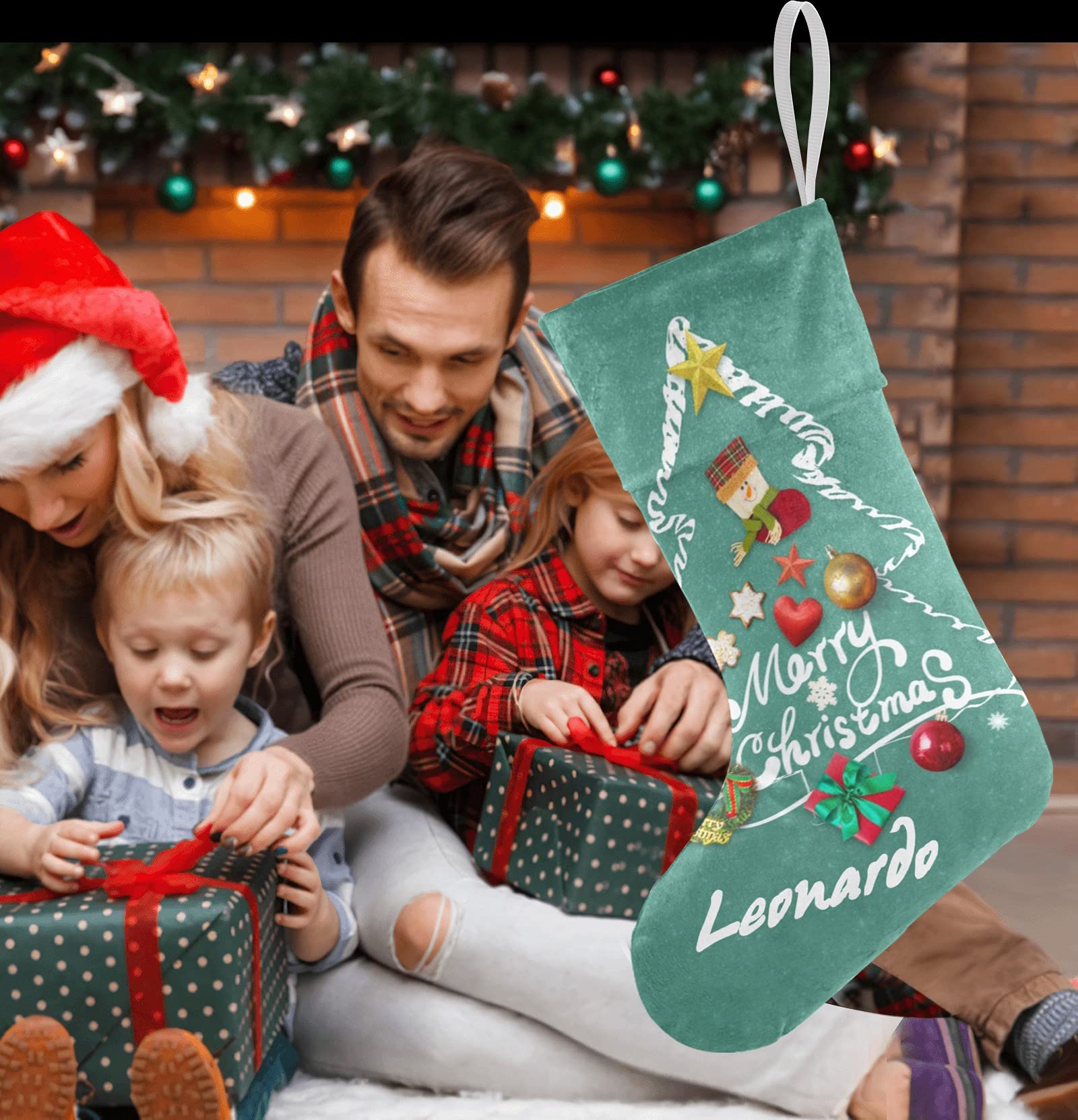 Personalized Christmas Stockings with Name Tags - Custom Xmas Tree Socks for Holiday Decor, 17.52 x 7.87 Inch - Perfect for Fireplace Mantel, Gift Exchange & Festive Home Decorating
