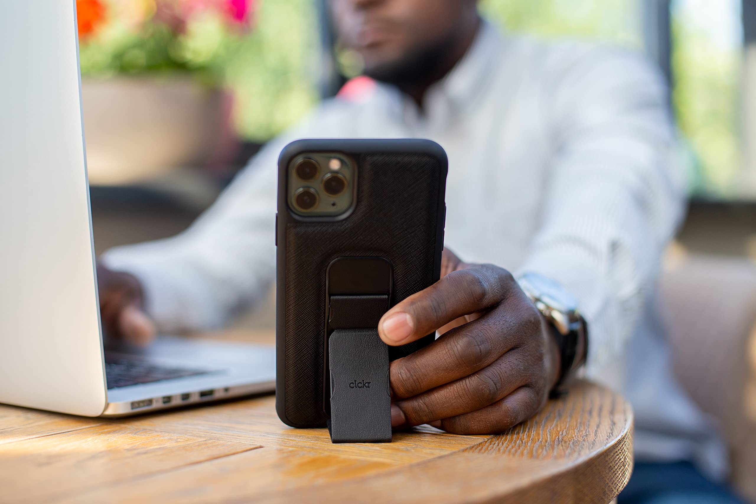 CLCKR iPhone XR Case with Kickstand & Phone Grip Holder - Rose Gold Protective Cover with Expanding Stand | Perfect for Hands-Free Viewing, Gaming, and Video Calls