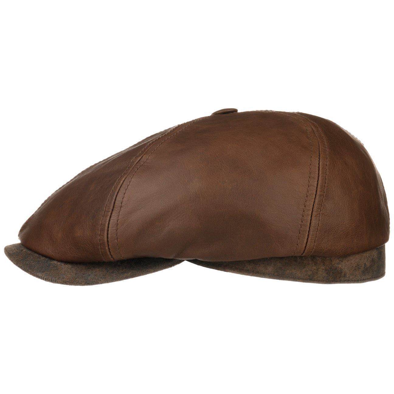 Stetson Brooklin Leather Newsboy Cap for Men – Vintage Style Leather Driver Hat for Casual Wear, Outdoor & Travel