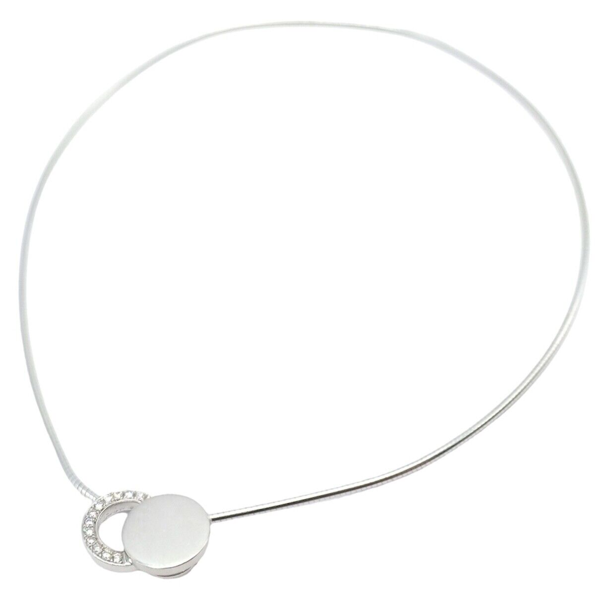 Authentic Dinh Van 18k White Gold Diamond Ombre De Lune Necklace - Luxury Modernist Jewelry for Women, Perfect for Evening Gala & Special Occasions
