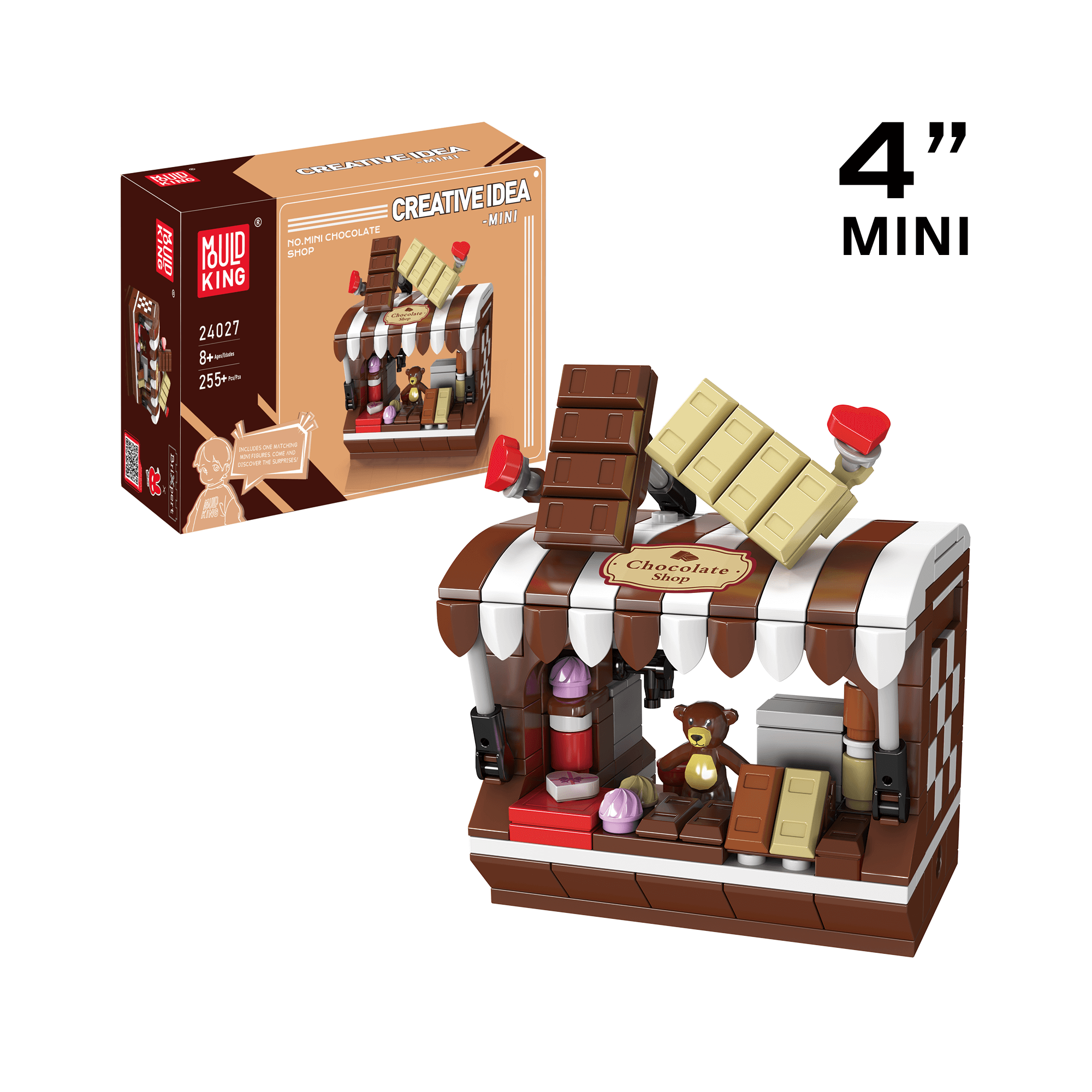 Mould King 24027 Chocolate Shop Building Blocks Toy Set - 255 Pcs Creative Bricks for Kids, DIY Gift for Birthday & Christmas | Fun Pretend Play for Children's Room Decor & Educational STEM Learning