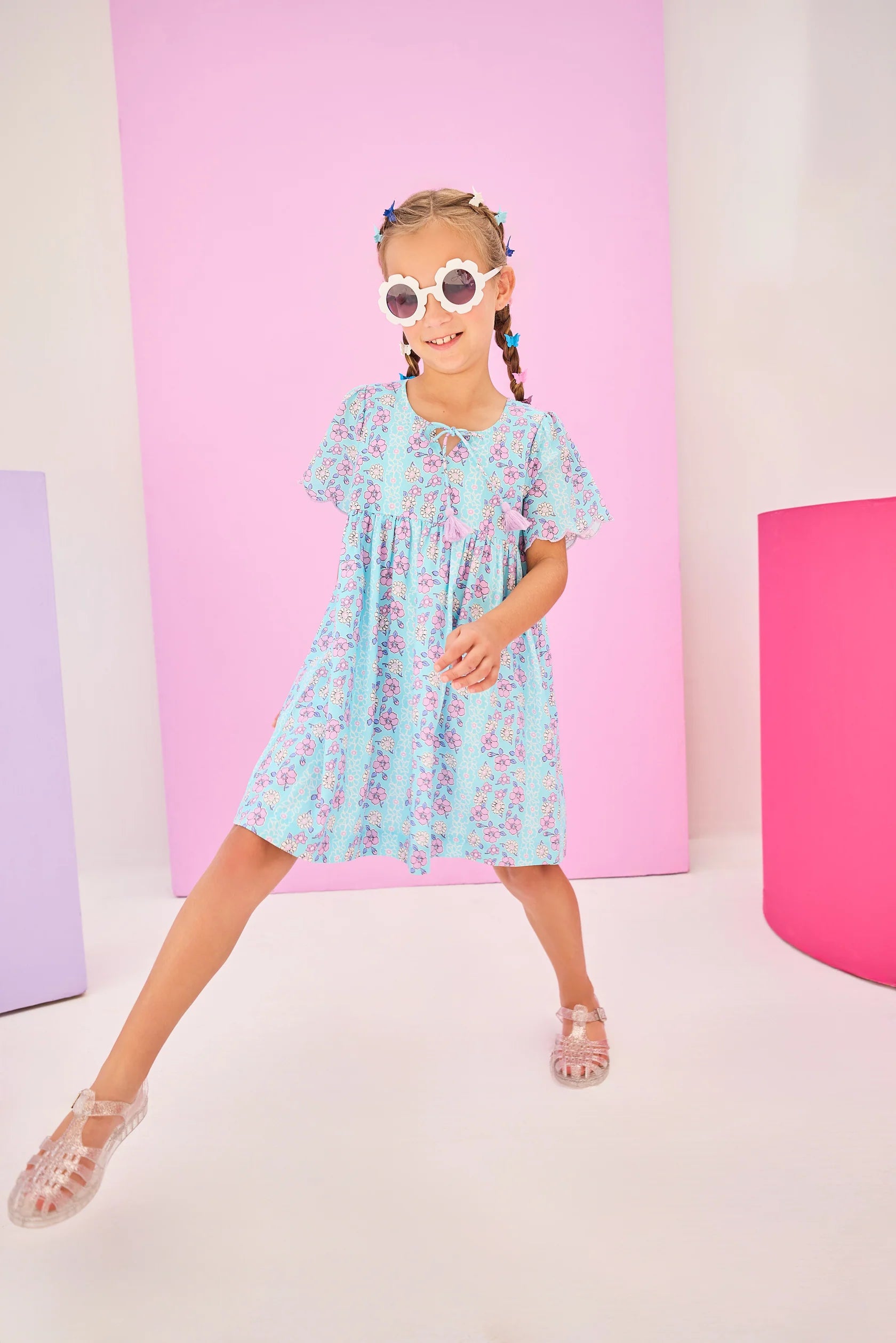 Bisby Riviera Dress - Floral Print Aqua Blue Summer Dress for Women | Beach Vacation, Party, Casual Wear