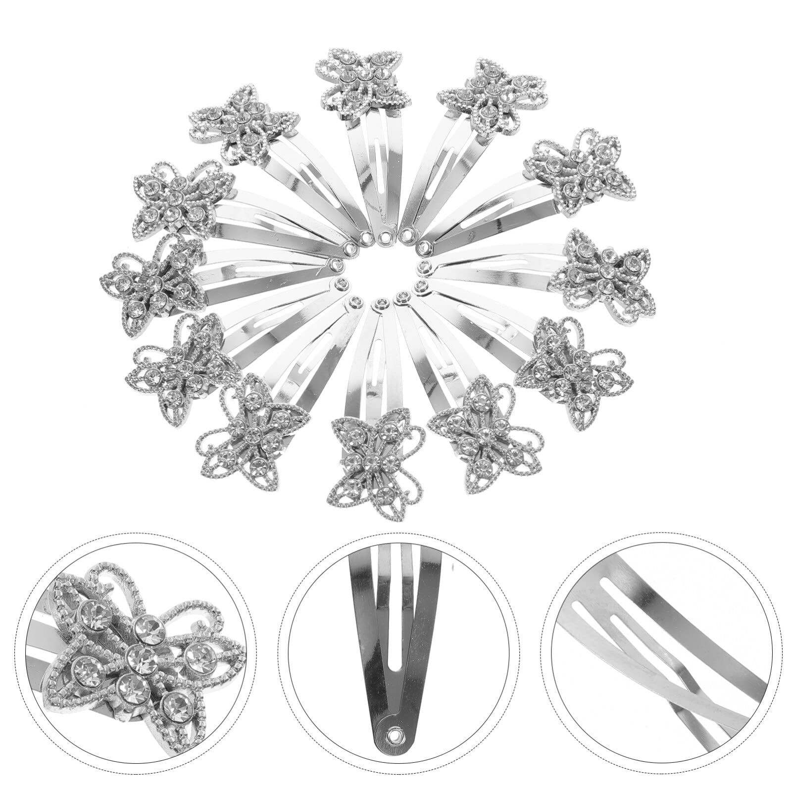 EXCLUZO 12pcs Butterfly Hair Clips with Rhinestones for Girls - Party & School Accessories