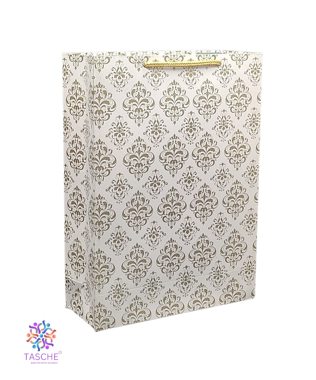 Premium Gold Flower & Elegant Gold Design Printed Gift Bags - 10 Pack (28x20x7.5cm) for Birthday Presents, Party Favors & Special Occasions | Perfect for Weddings, Baby Showers & Corporate Gifts