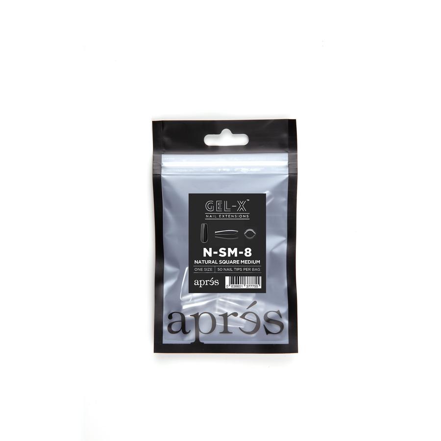 Apres Gel X Natural Square Medium Gel X Tip Refill 2.0 - #000 & #9 - Professional Nail Extension Kit for Salon & Home Manicures