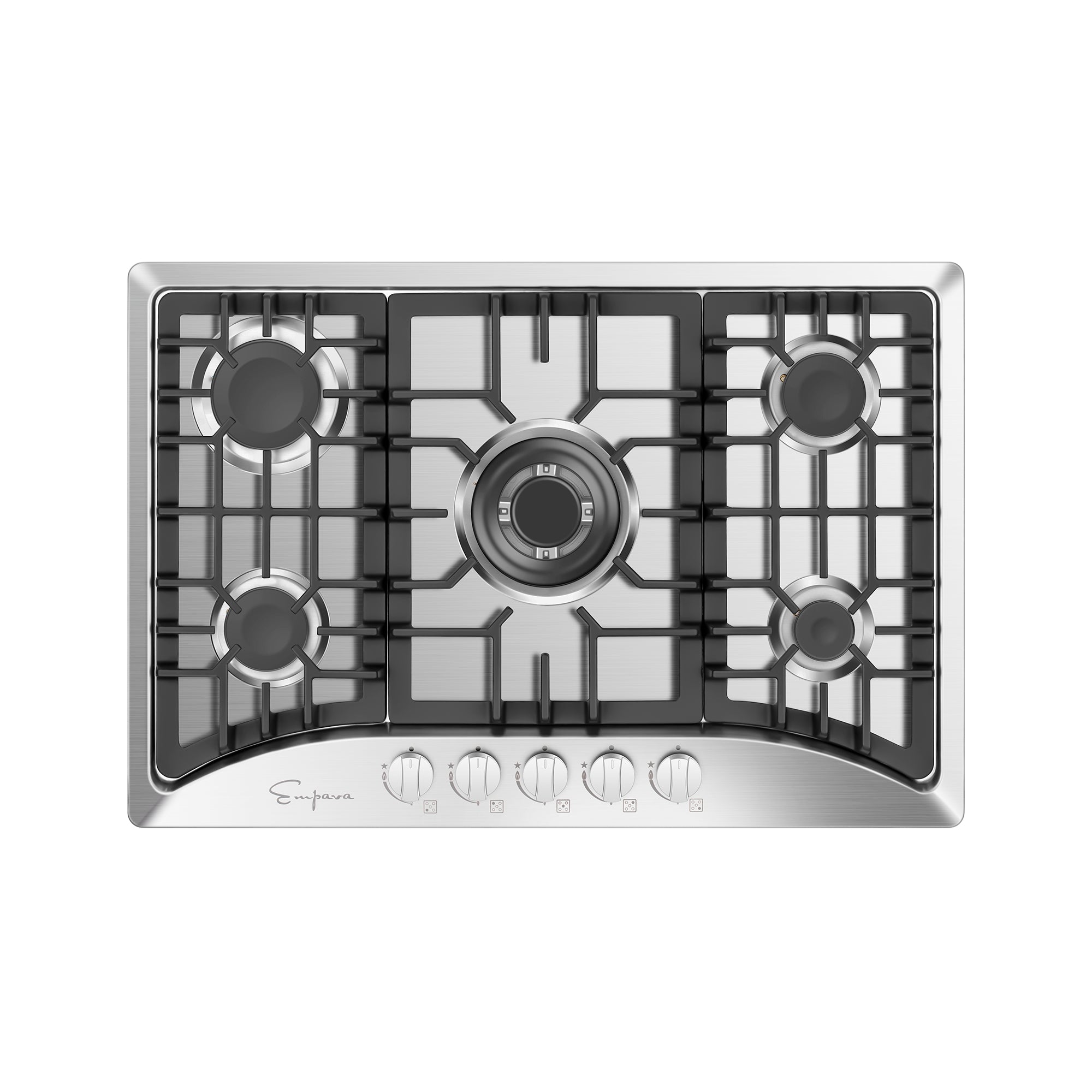 Empava 30-Inch 5 Burner Built-In Gas Cooktop - Stainless Steel (30GC5B70C) | Professional Grade for Home Kitchen, Restaurant & Outdoor Cooking