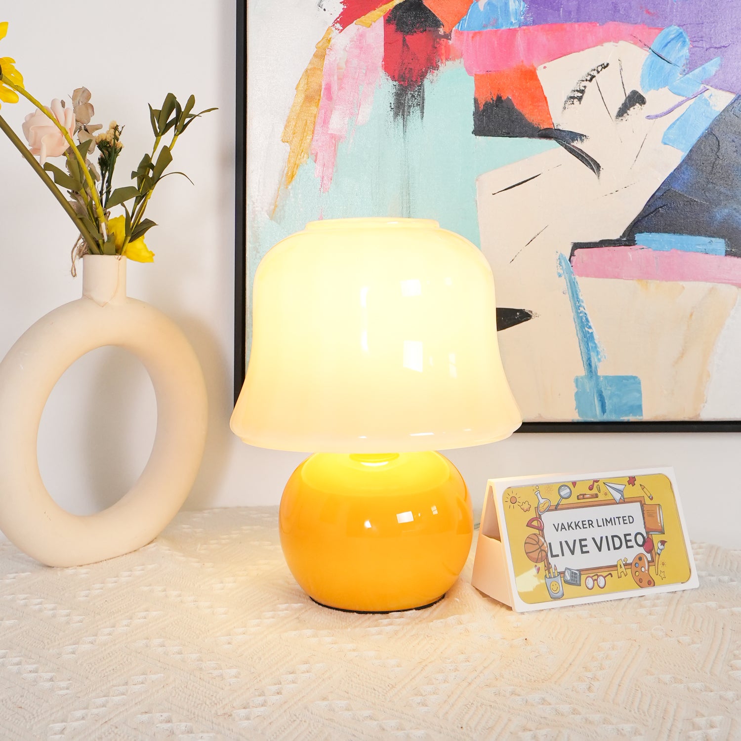 Creamy Mushroom Table Lamp - Modern Decorative Lighting for Bedroom, Living Room & Office - Soft Ambient Light for Cozy Home Decor