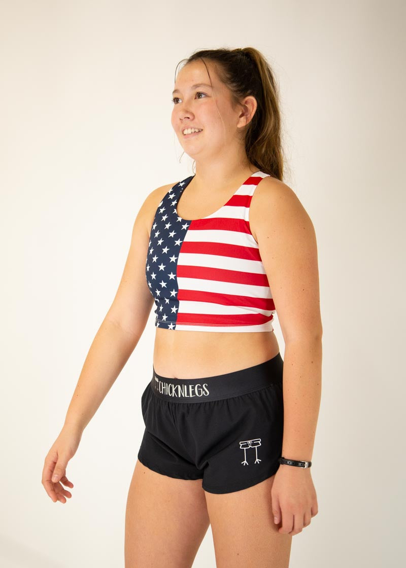 Women's Fashion USA PWR Crop Top - Trendy Short Sleeve T-Shirt for Casual Wear, Gym & Street Style | Perfect for Summer Outfits & Workouts