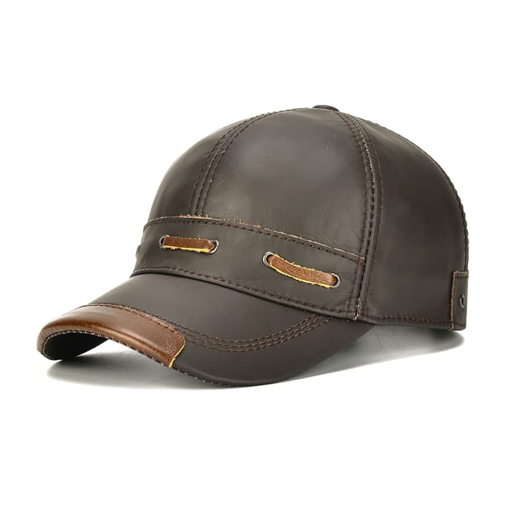 COMLIFE Men's Genuine Leather Adjustable Baseball Cap - Vintage Style Winter Hat for Outdoor Sports & Casual Wear - Perfect for Hiking, Golf, and Everyday Fashion