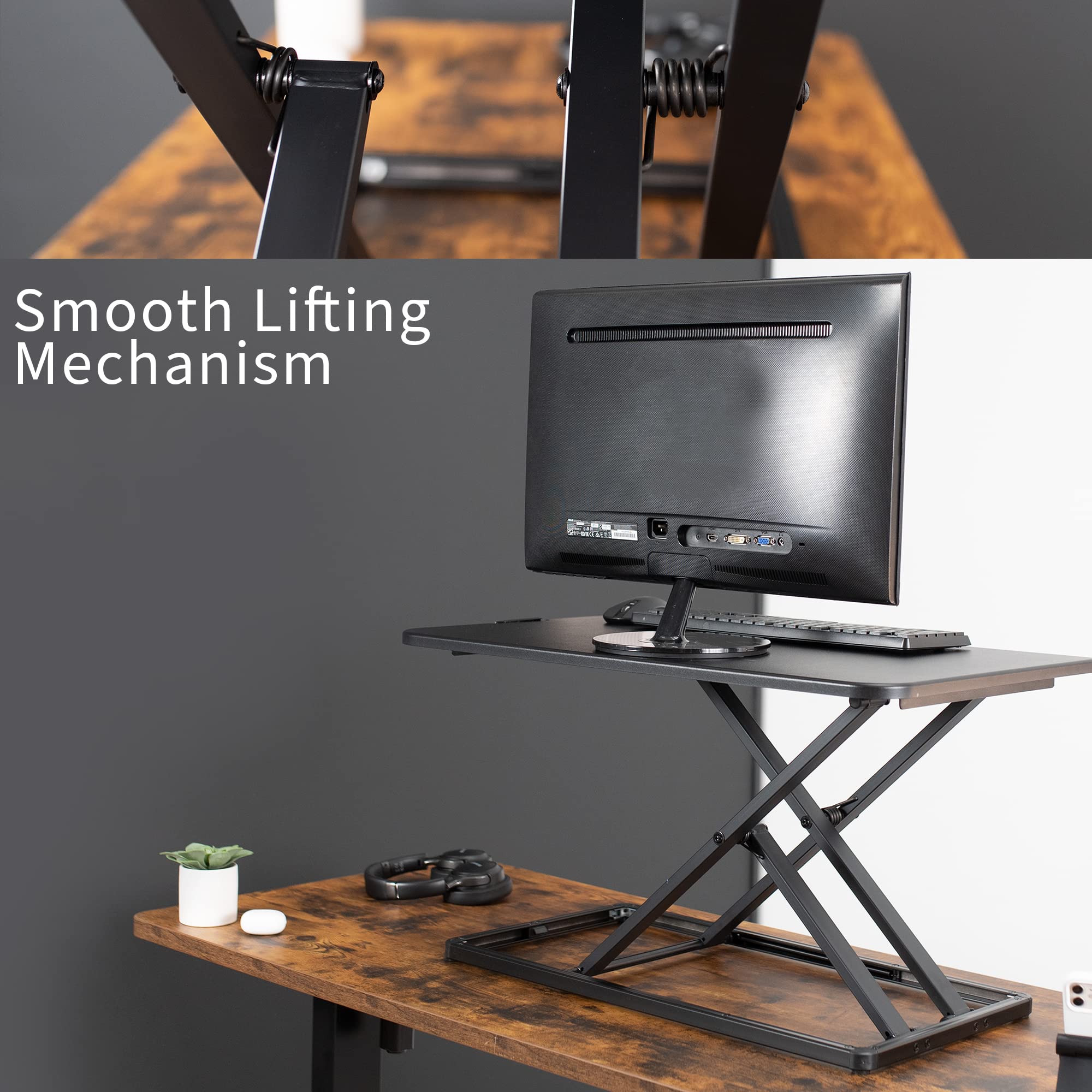 VIVO Adjustable Standing Desk Converter 29 inch - Sit Stand Workstation for Monitor & Laptop, Ergonomic Height Adjustable Riser Platform (DESK-V000U) - Perfect for Home Office, Gaming Setup & Workspace Productivity