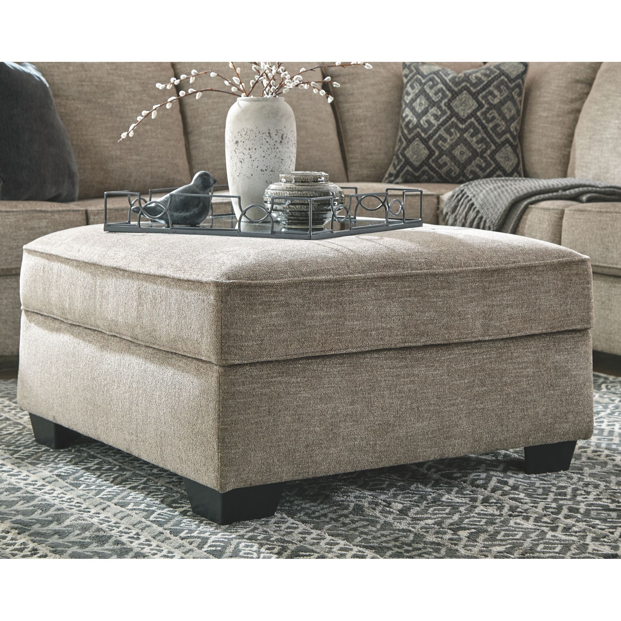 Bavarian Storage Ottoman with Lift Top - Extra Large Footrest Bench, Stone Gray Fabric - Perfect for Living Room, Bedroom & Home Decor