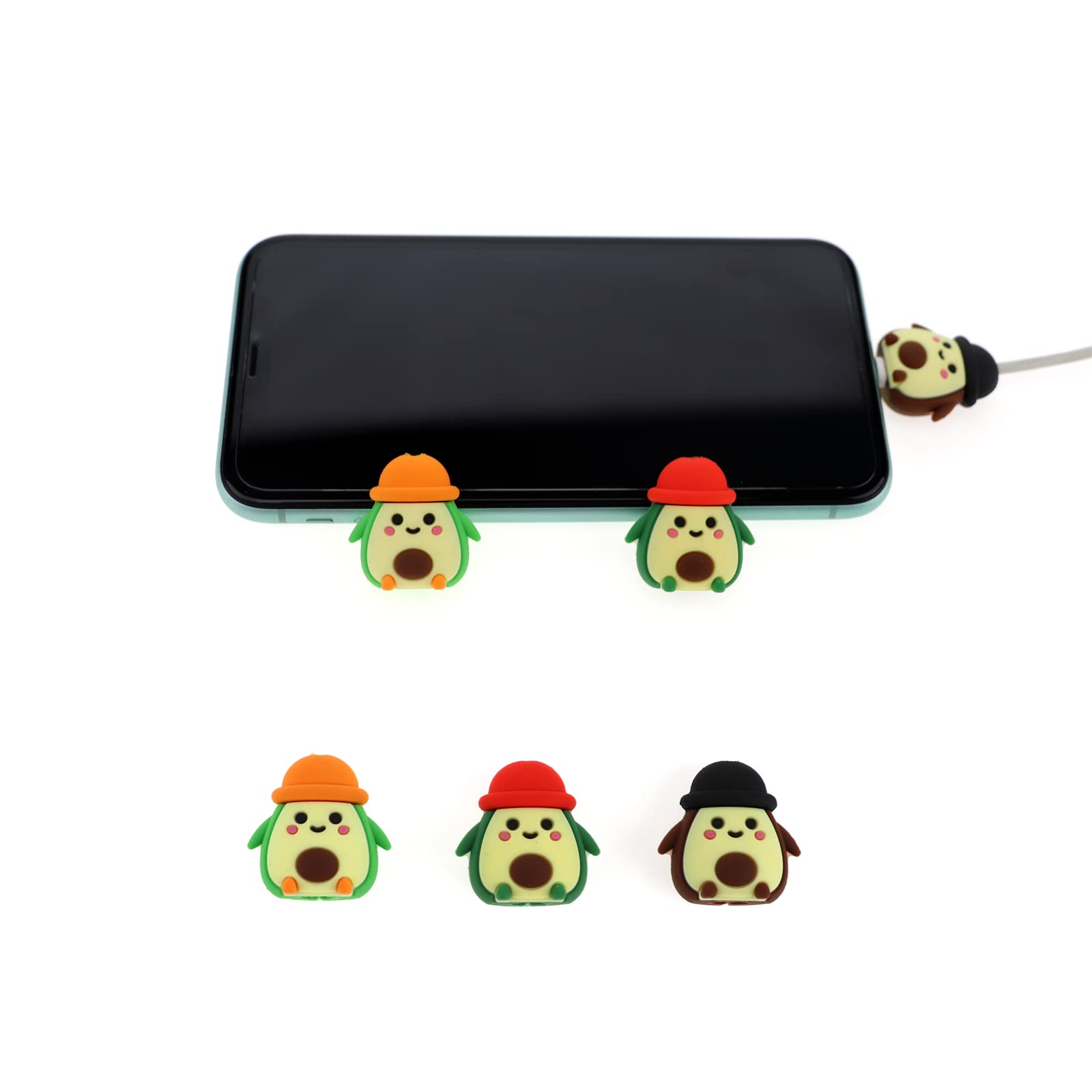 Axanbox 3PCS Avocado-Shaped Cable Protector for iPhone - Bite-Resistant Charging & Lightning Cable Saver - Compatible with Apple Devices (Fun Hat Design) - Perfect for Home, Office & Travel Use