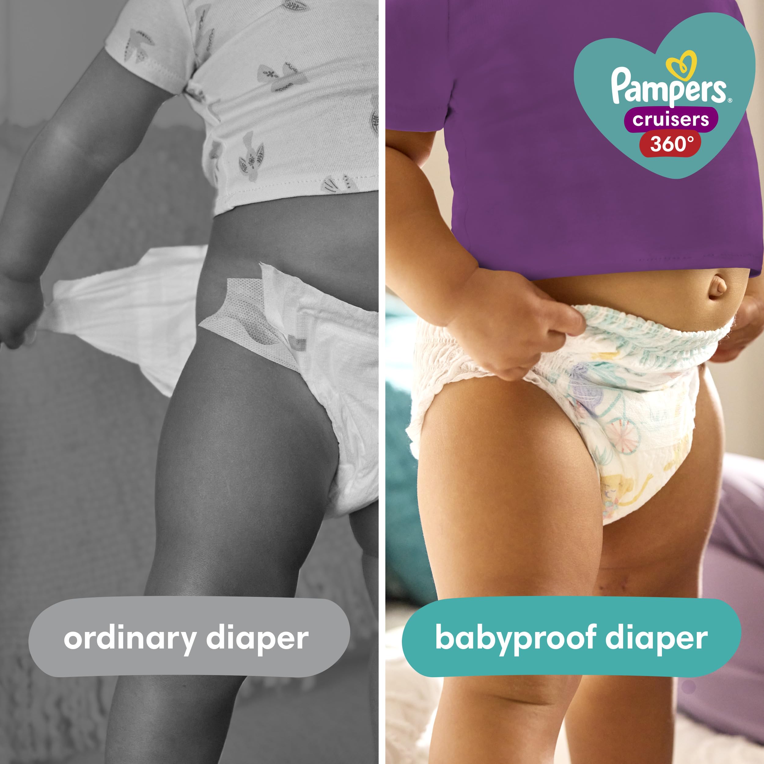 Pampers Pull On Cruisers 360° Fit Disposable Baby Diapers - Size 3 (168 Count) + Free Gentle Baby Wipes (12 Packs, 936 Wipes) - One Month Supply - Perfect for Active Babies & On-The-Go Families
