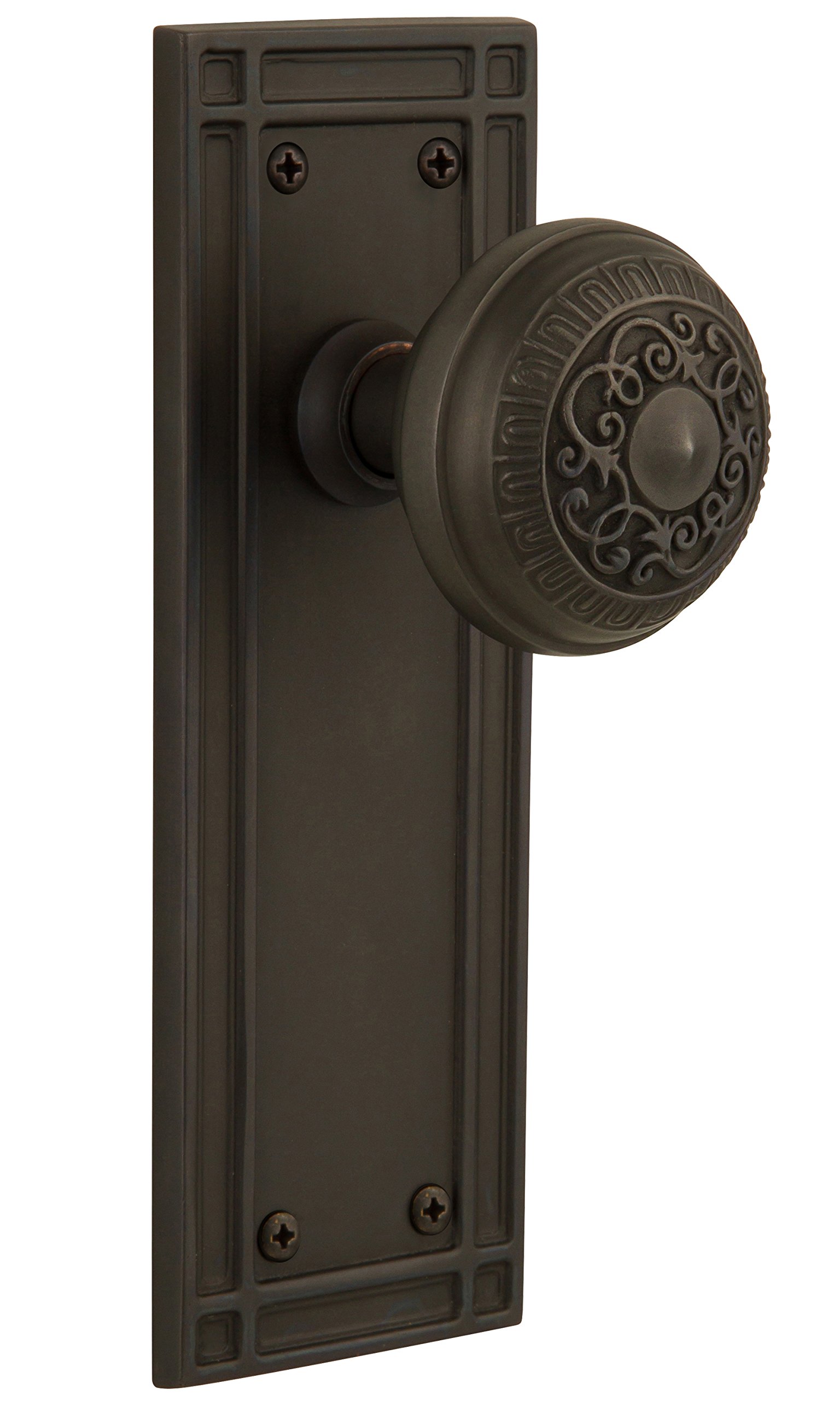 Vintage Mission Style Cabinet Plate with Egg & Dart Knob - Double Dummy Set in Oil-Rubbed Bronze Finish | Classic Hardware for Kitchen Cabinets, Dressers & Furniture Restoration