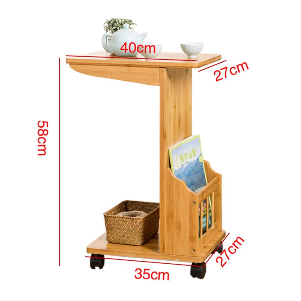 360° Rotating Sofa Side Table with 2 Storage Shelves & 4 Wheels - Modern Coffee Table for Living Room, Bedroom, Office - Perfect for Holding Drinks, Books, Laptop & Decor