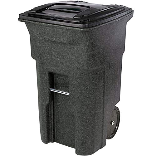255 Qt. / 64 Gallon / 240 Liter Heavy-Duty Rotational Molded Wheeled Rectangular Trash Can with Lid - Includes Trash Bag - Commercial & Household Waste Bin for Indoor/Outdoor Use - Perfect for Offices, Restaurants, Parks, and Home Garbage Disposal