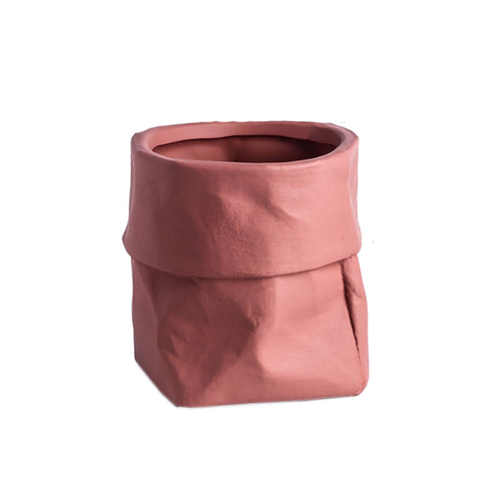 Ceramic Kraft Paper Bag Flower Pot - Eco-Friendly Plant Pot for Succulents, Bonsai, Herbs | Creative Home & Office Decor, Garden Planting, Indoor Greenery