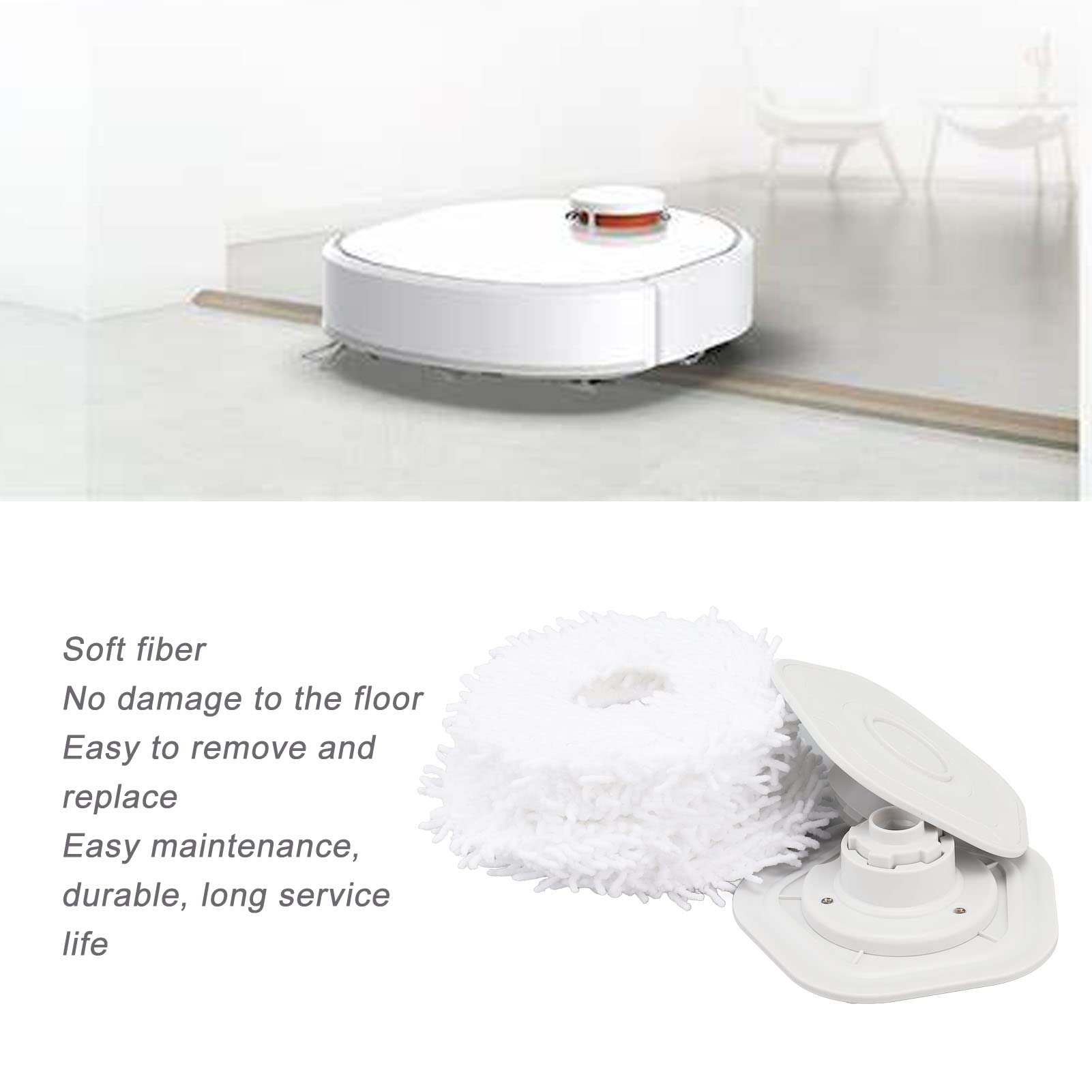 6-Pack Replacement Mop Pads & 2 Mop Holders for W10 Pro Robot Vacuum Cleaner - Compatible with W10 Robot Vacuum - Perfect for Hardwood Floors & Tile Cleaning