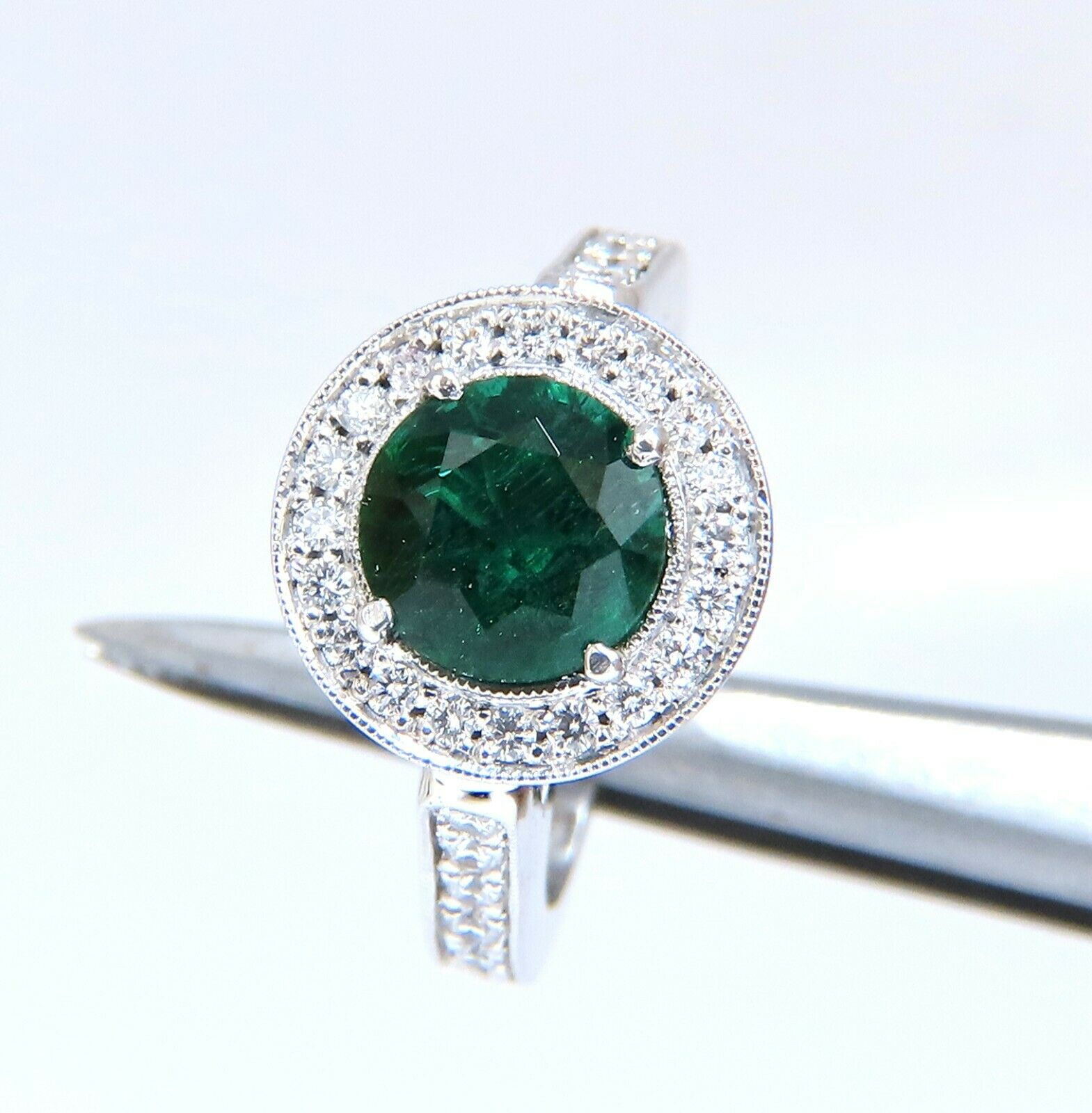 GIA Certified 1.62ct Natural Emerald Diamond Ring in 14K White Gold (F1) - Elegant Engagement & Wedding Jewelry for Women