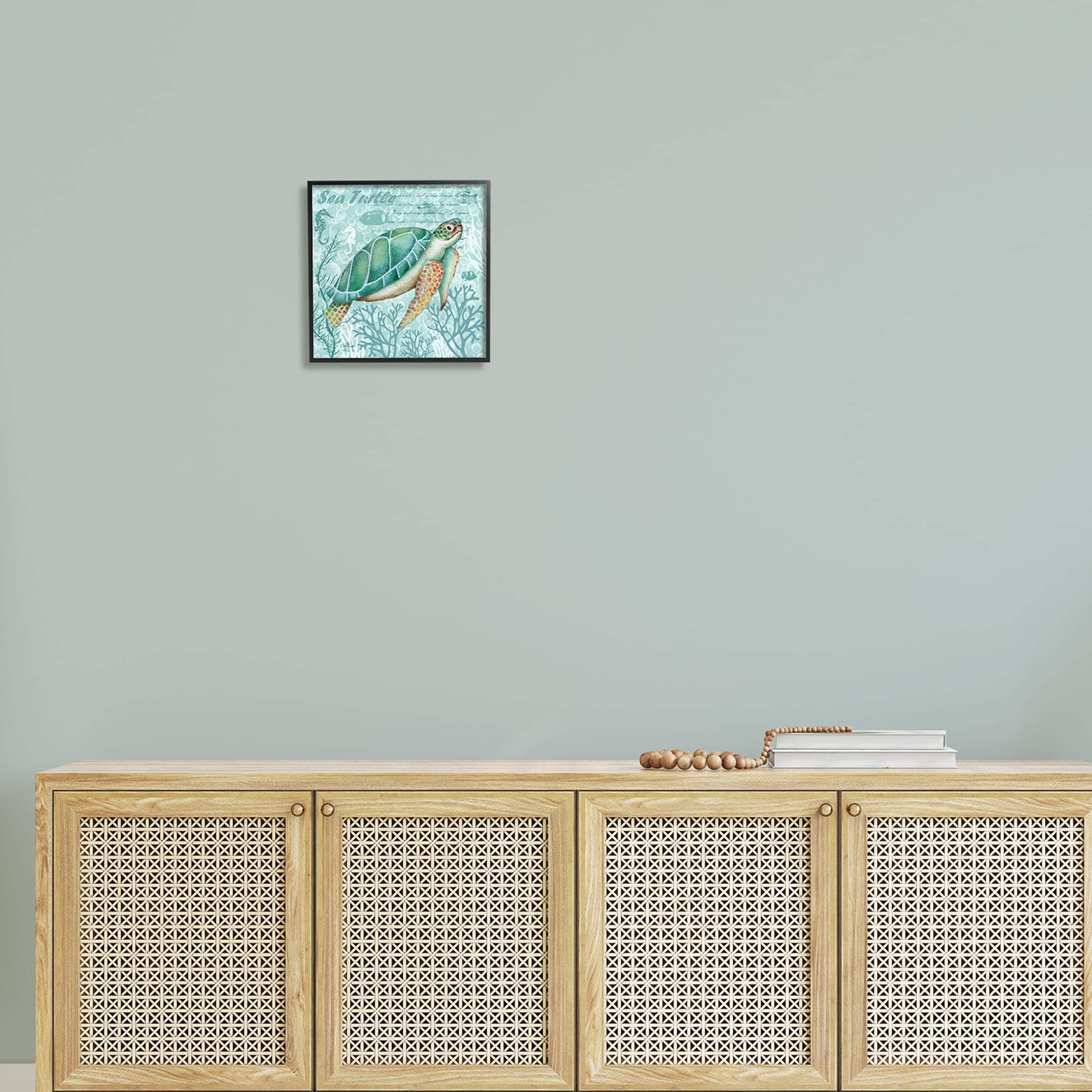 Stupell Industries Sea Turtle Wall Art - Detailed Coral Silhouette with Elegant Script by Emma Leach | Coastal Home Decor, Beach House Accent, Ocean-Themed Nursery