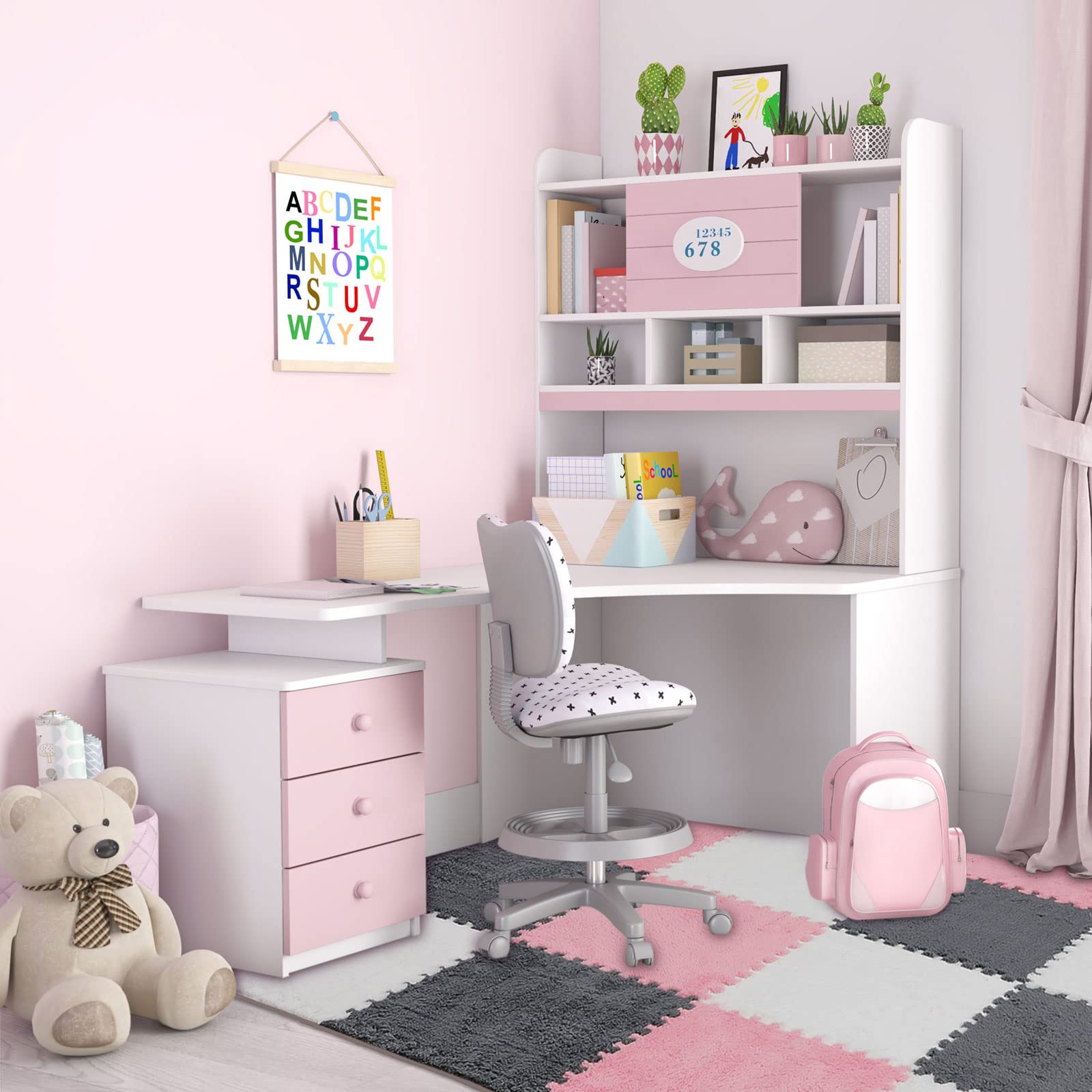 18-Piece Plush Foam Play Mat - Soft Interlocking Floor Tiles for Kids Playroom & Nursery Decor