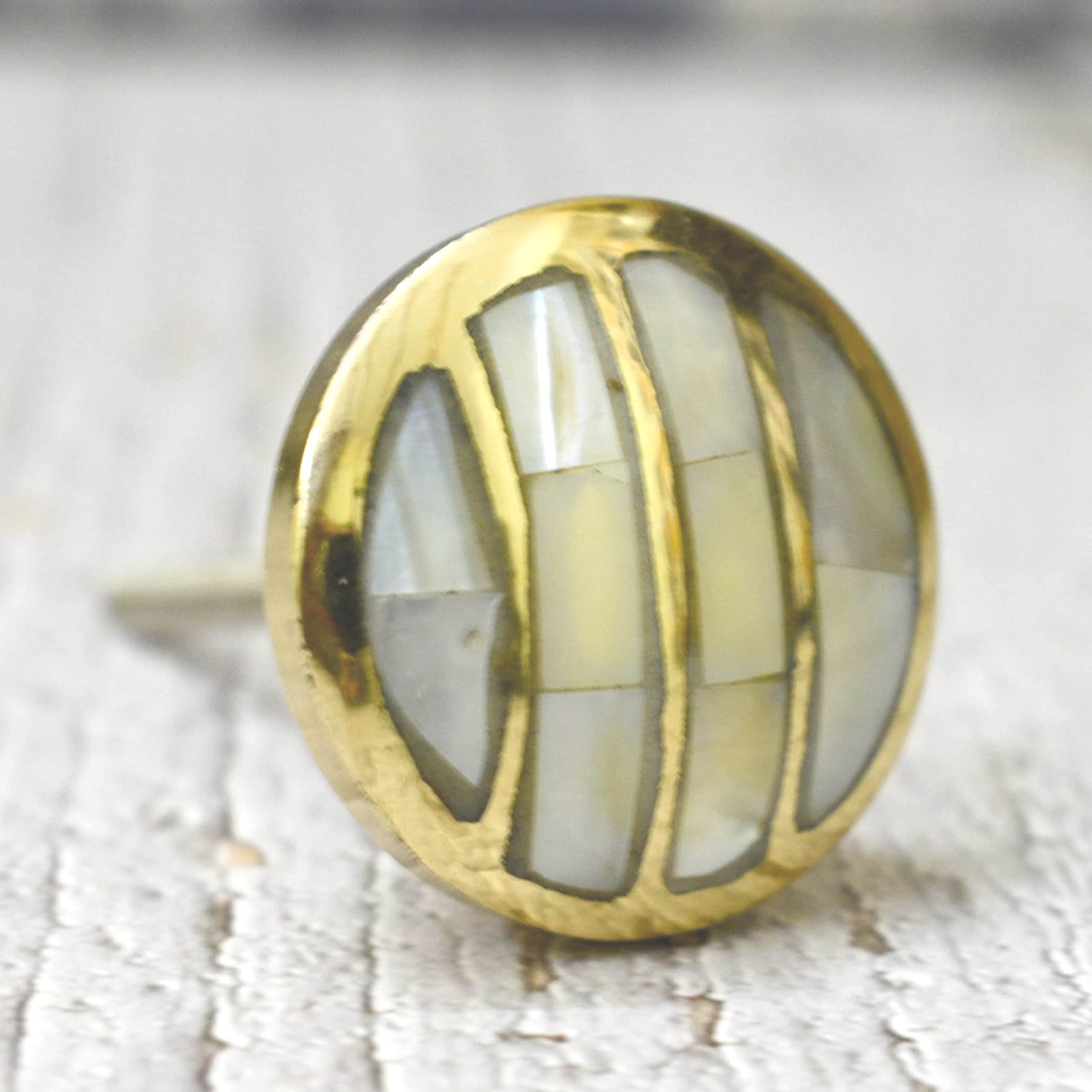 Pearl Dresser Knob - Gold Drawer Pull, Brass Cabinet Handle for Bedroom & Bathroom