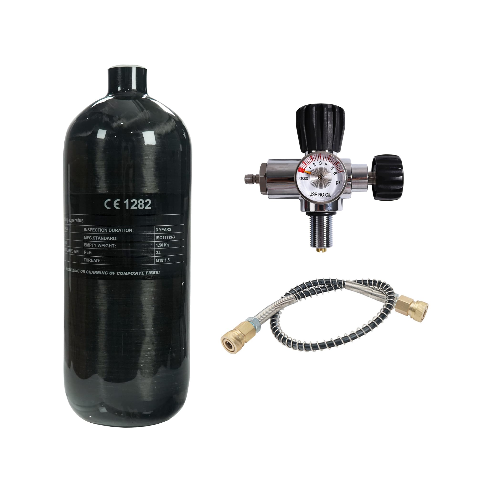 **TUXING 4500psi Carbon Fiber Air Tank 2L (Empty) & PCP Paintball Filling Station with Pressure Gauge Valve – Scuba Diving, PCP Airgun, Paintball Refill Tank with Regulator Gauge for Outdoor Sports & Hunting**