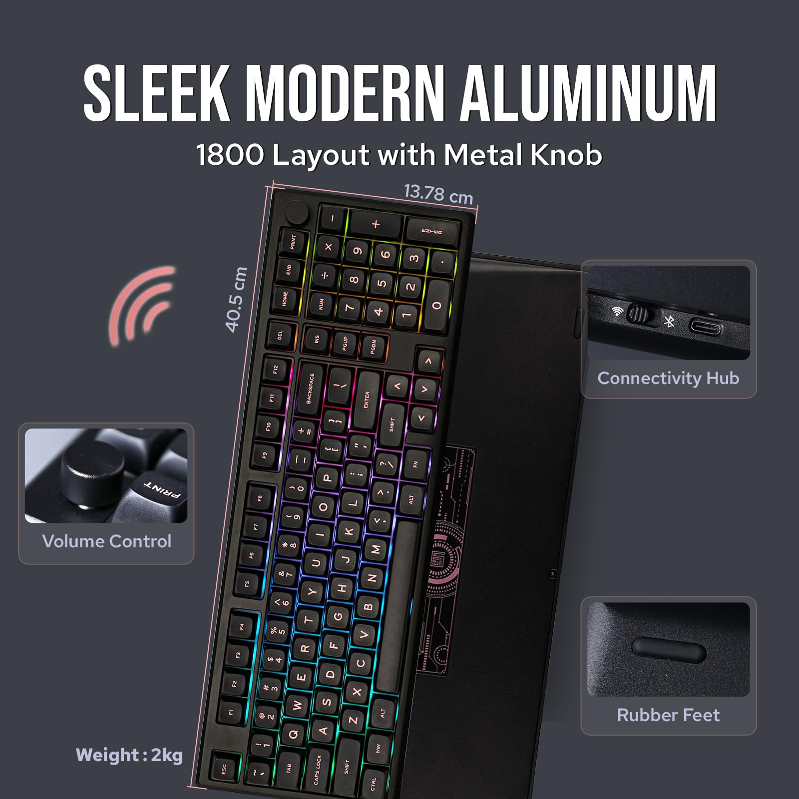 EPOMAKER Galaxy100 QMK/VIA Wireless Mechanical Gaming Keyboard - Aluminum Case, Bluetooth/2.4Ghz/USB-C Connectivity, Hot-Swappable Linear Switches, NKRO, RGB Backlit (Black/Marble White) - Perfect for PC Gaming, Office Work & Typing Enthusiasts