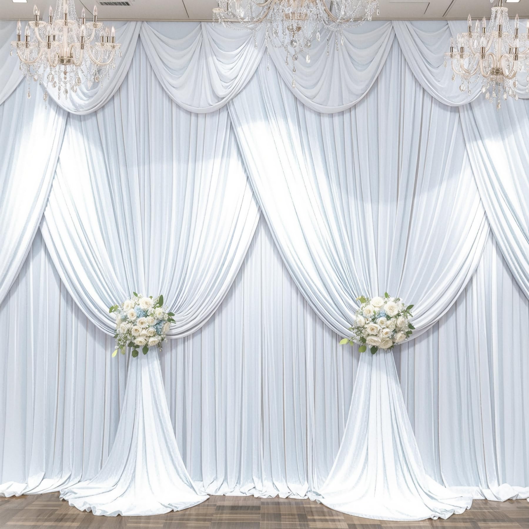 50ft x 10ft Wrinkle-Free White Wedding Backdrop Curtain - Premium Fabric Photography Drapes for Bridal Showers, Baby Showers, Birthday Parties & Reception Decorations - Perfect for Indoor/Outdoor Events & Photo Studio Backgrounds