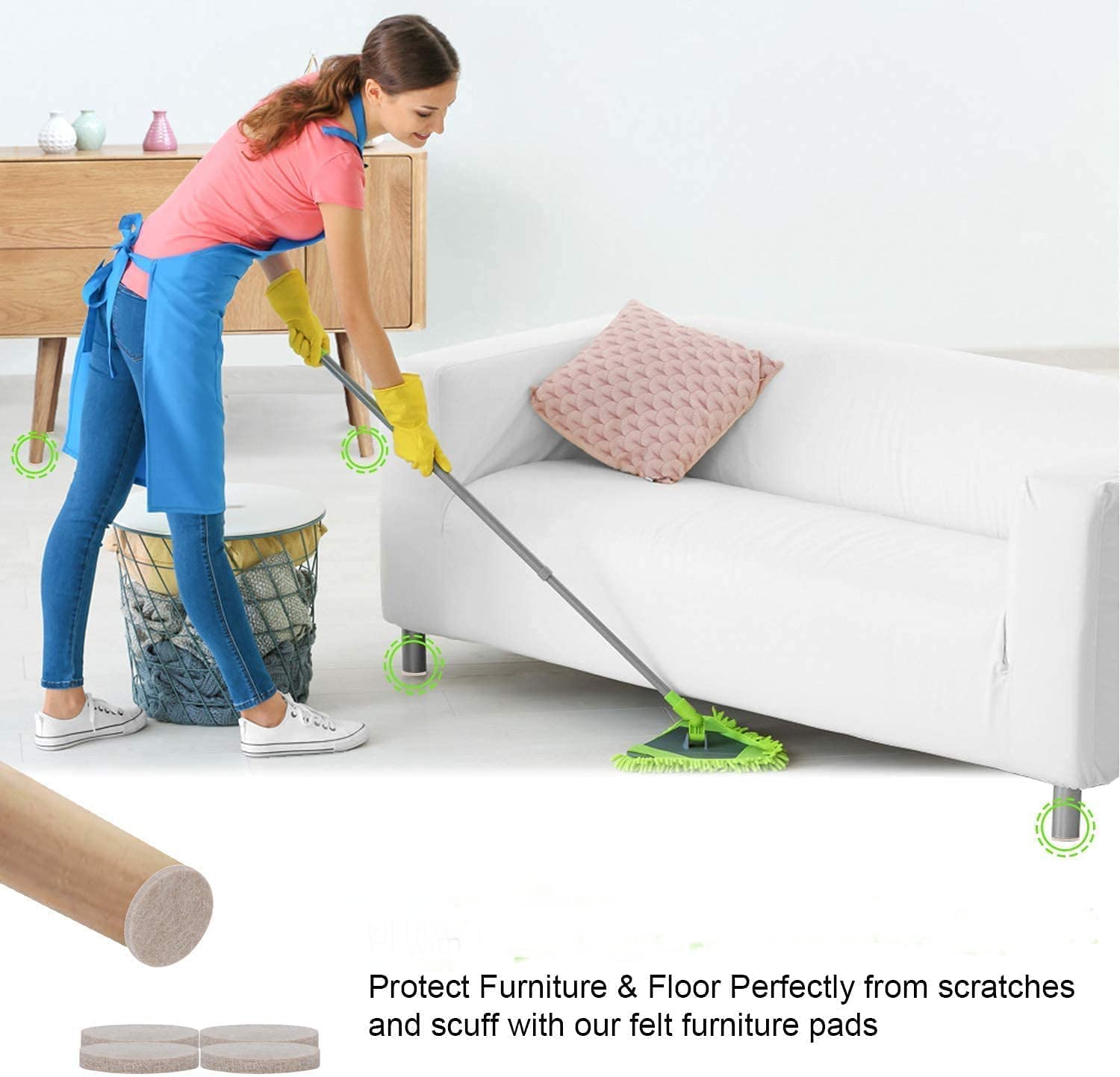 VOLO Non-Slip Self-Adhesive Square Felt Pads - 32 Pack Black Furniture Floor Protectors for Chairs, Sofas & Tables - Noise Reduction, Scratch Prevention & Surface Protection (Ideal for Hardwood Floors & Tile)