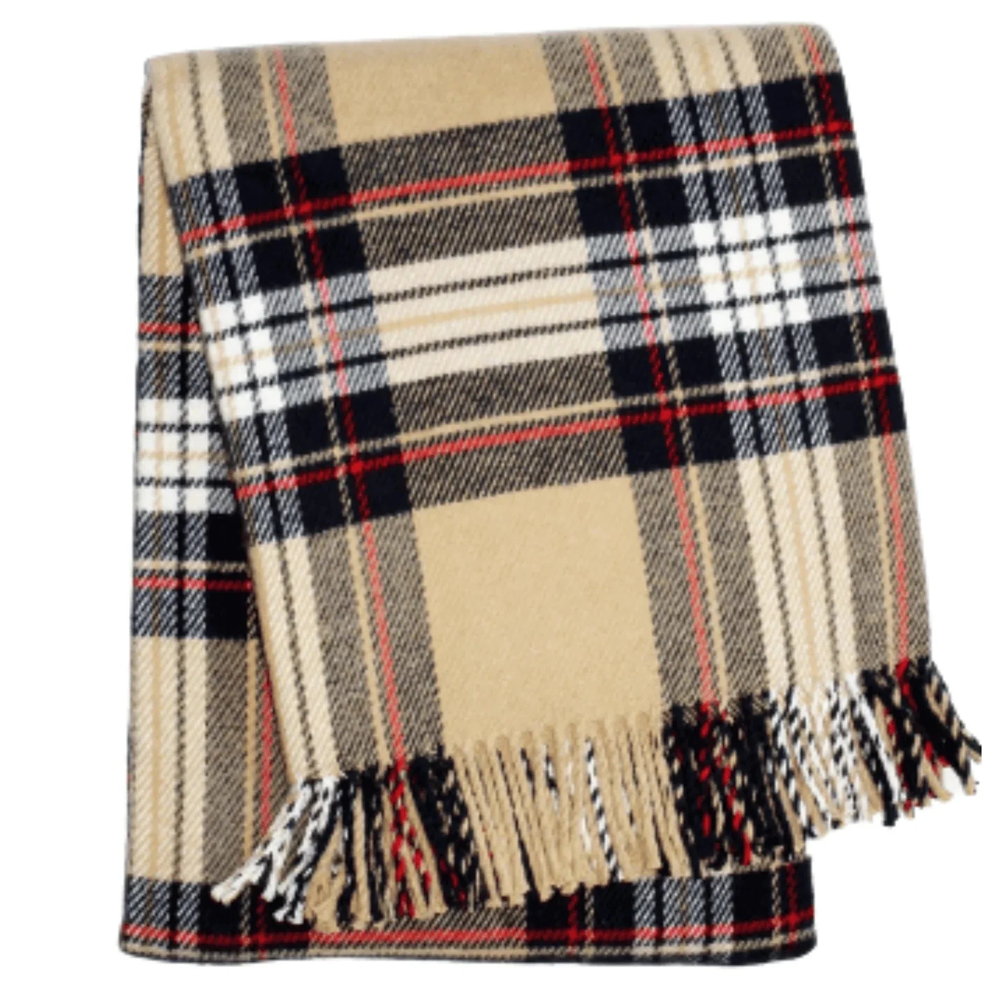 Classic Tartan Plaid Fringed Throw Blanket - Personalized Monogram Option - Cozy Home Decor for Sofa, Bed & Winter Warmth