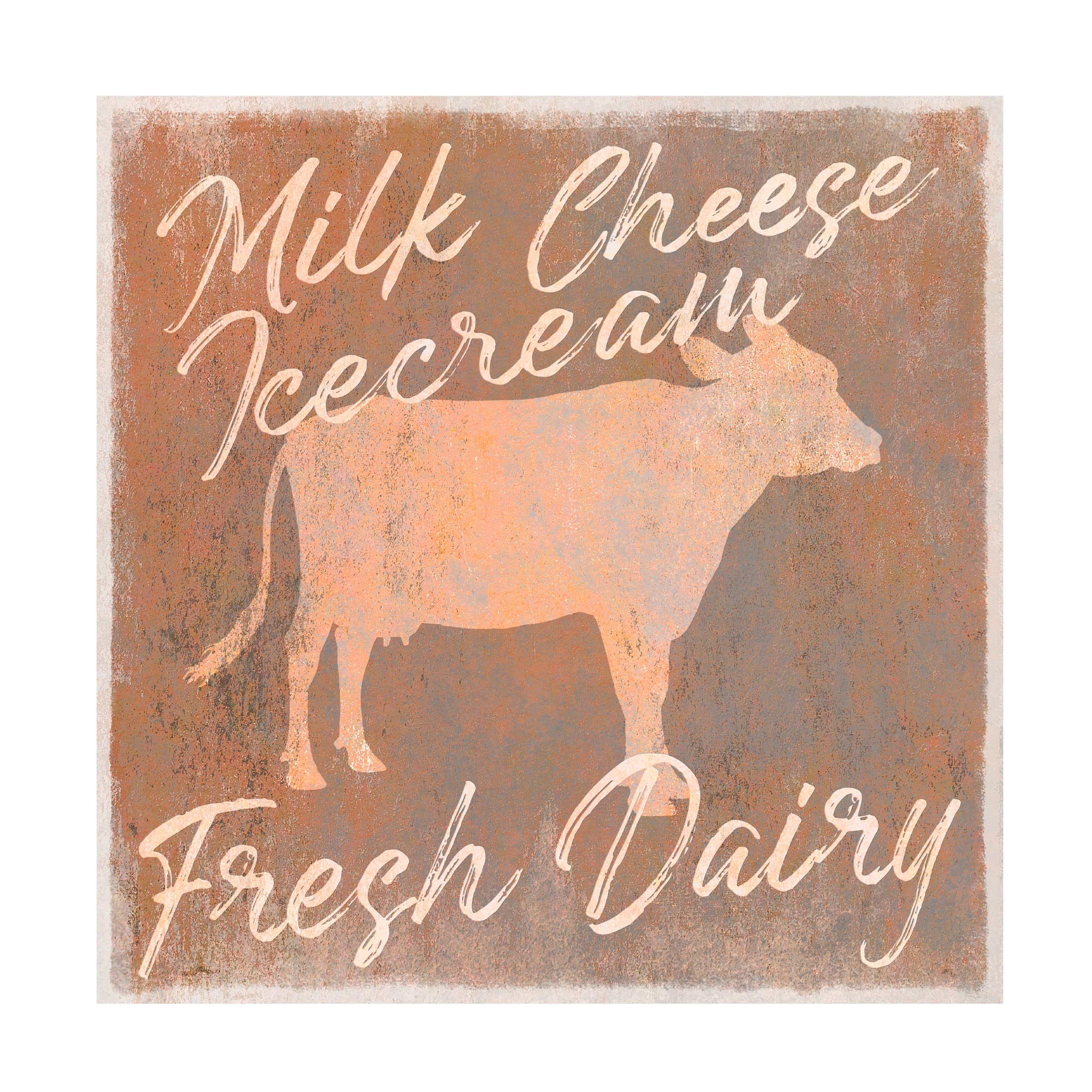Trademark Fine Art 'Fresh Dairy Cow' Canvas Print by Cora Niele - Farmhouse Decor, Country Kitchen Wall Art, Rustic Home Office Painting
