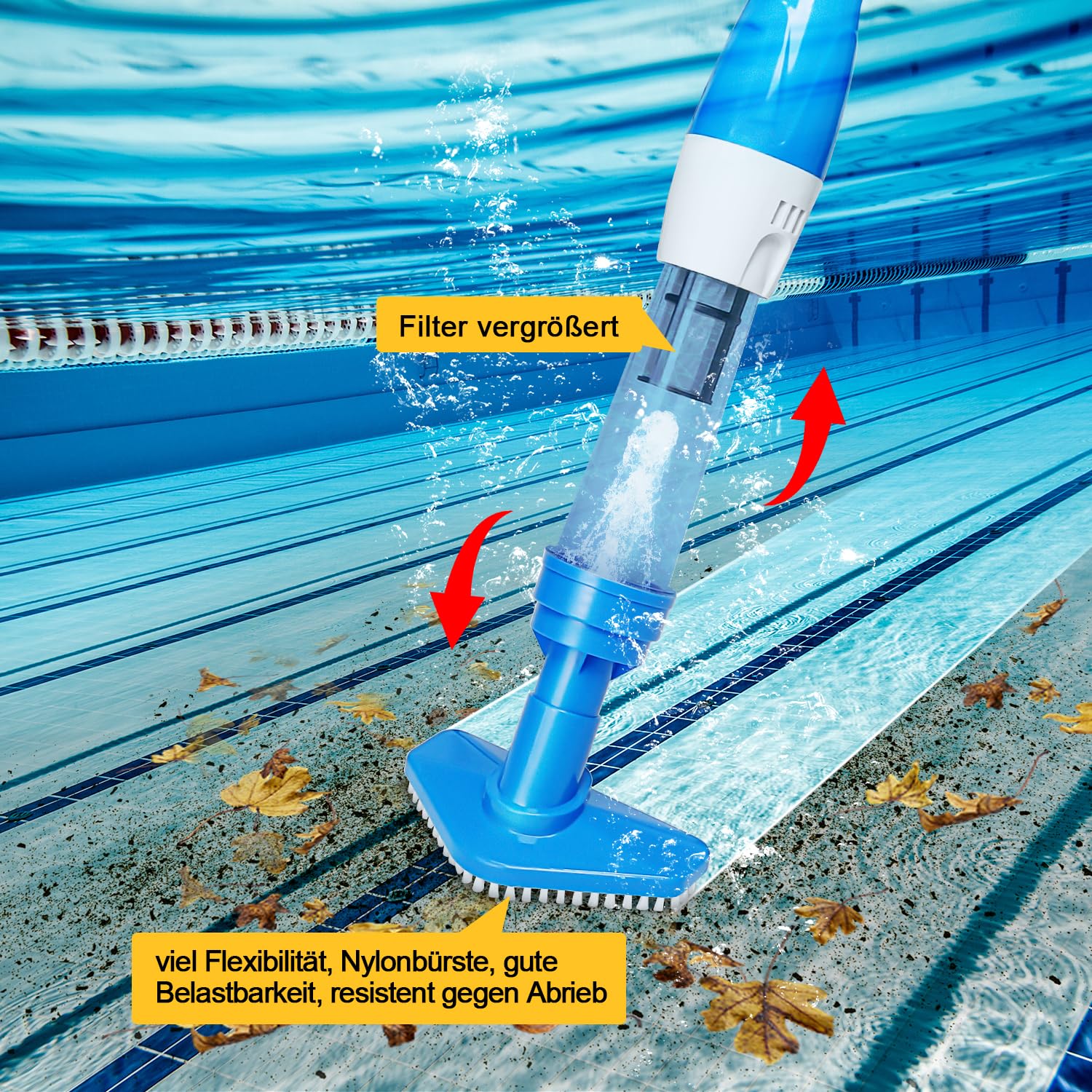 PoolyPoly 3-in-1 Cordless Pool Vacuum with Battery, Handheld Pool Cleaner & Floor Vacuum, 90 Min Runtime, Telescopic Pole - Ideal for Small Pools, Spas, Whirlpools (Blue) | Perfect for Quick Cleaning & Maintenance of Inground & Above Ground Pools