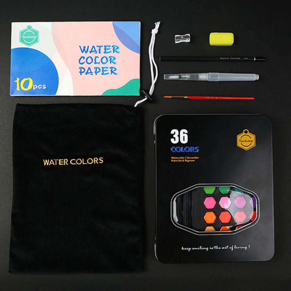 Professional 36-Color Watercolor Paint Set with Brush - Portable Solid Pigment Watercolor Pens for Artists, Beginners & Travel | Ideal for Sketching, Drawing & Outdoor Painting