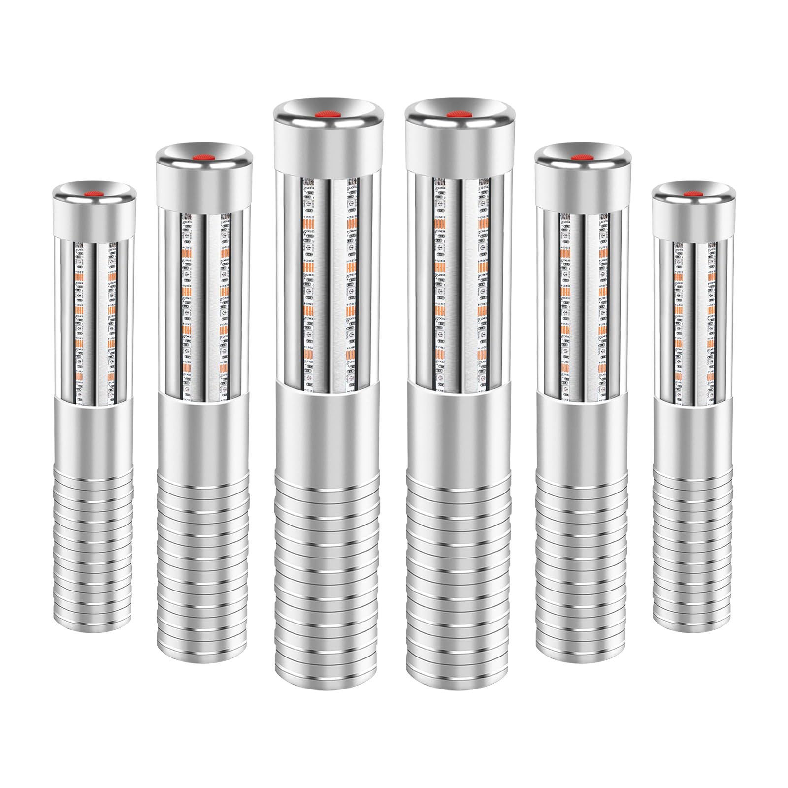 6PCS Rechargeable LED Strobe Baton Lights - Silver Bottle Service Lights for Nightclubs, Weddings, Bars & Outdoor Events | Party Lighting for Clubs, Concerts & Special Occasions