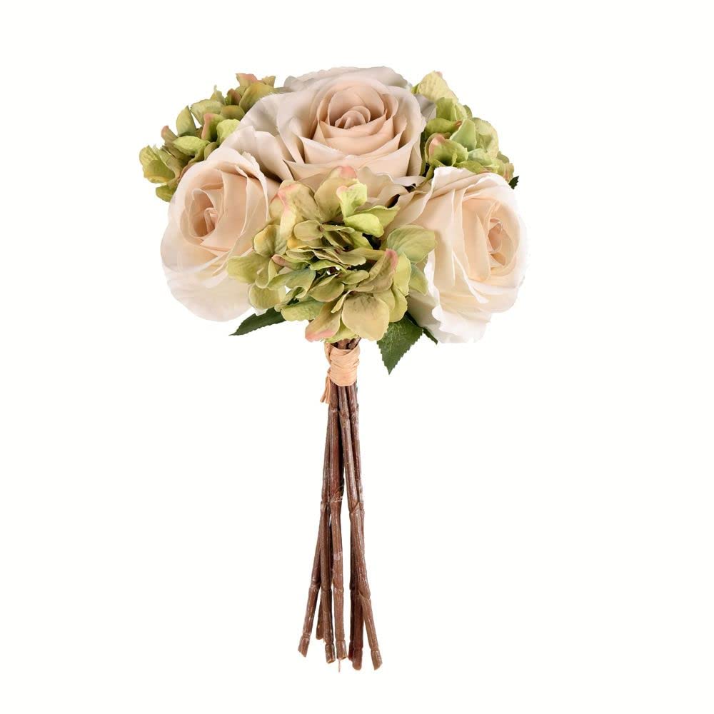 13 Green Ivory Rose Hydrangea Bouquet Pack of 2 - Perfect for Wedding Centerpieces, Home Decor, and Special Occasions