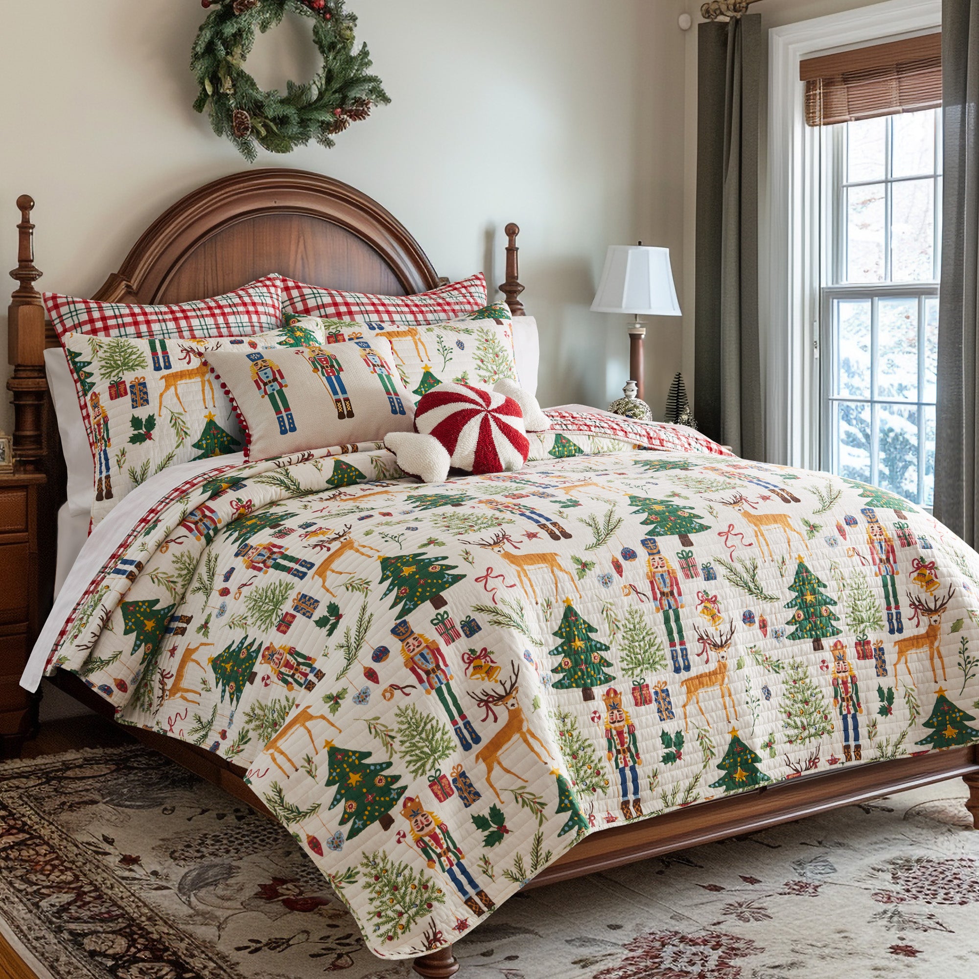 Premium Nutcracker Euro Sham Pillow Covers Set of 2 - 26x26 Inch Decorative Christmas Bedding - Perfect for Holiday Home Decor & Festive Living Room Styling