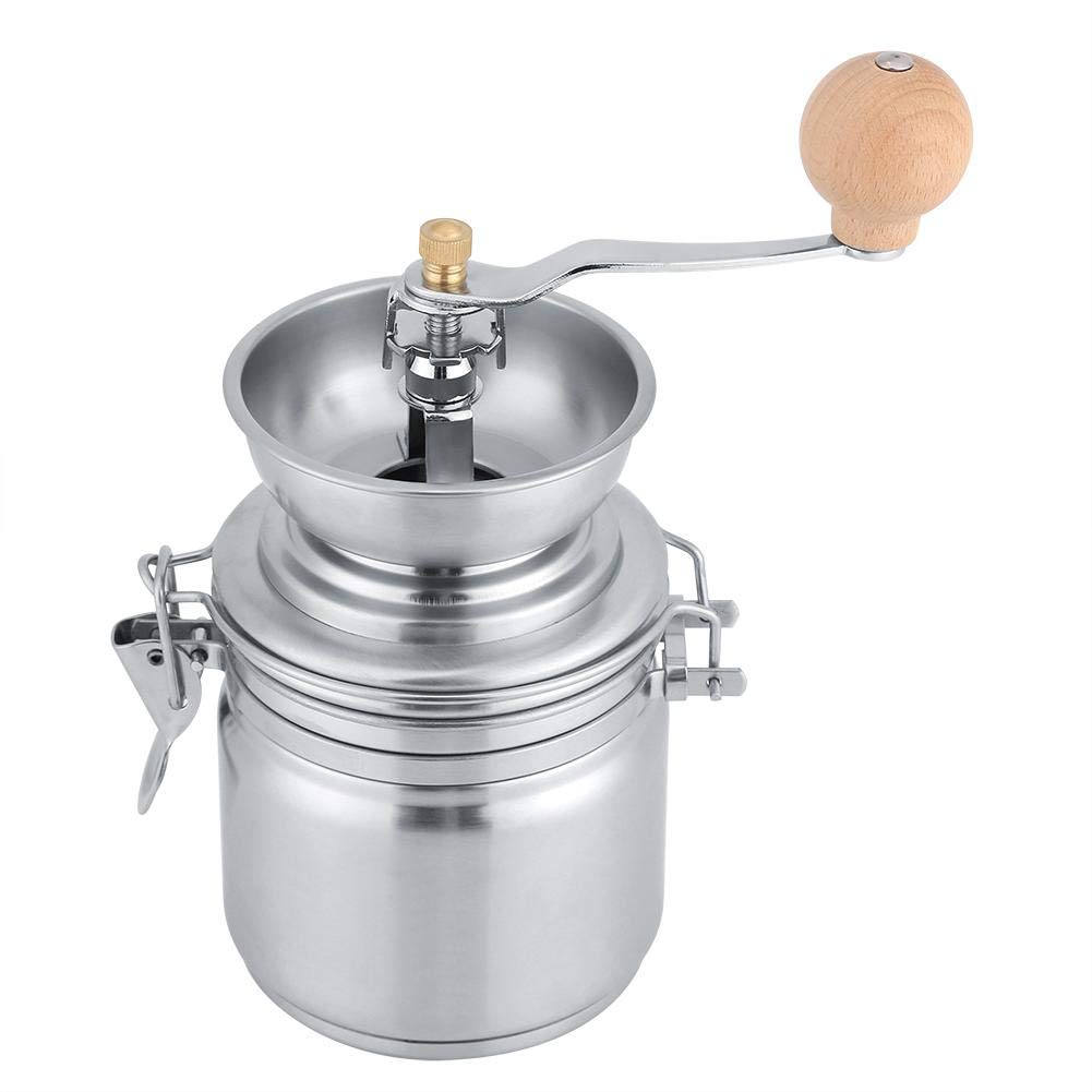 Premium Manual Coffee Grinder - Stainless Steel Hand Crank Mill for Espresso, French Press & Pour Over - Portable Lightweight Design with Ergonomic Handle (Silver) - Perfect for Home, Office & Camping Use