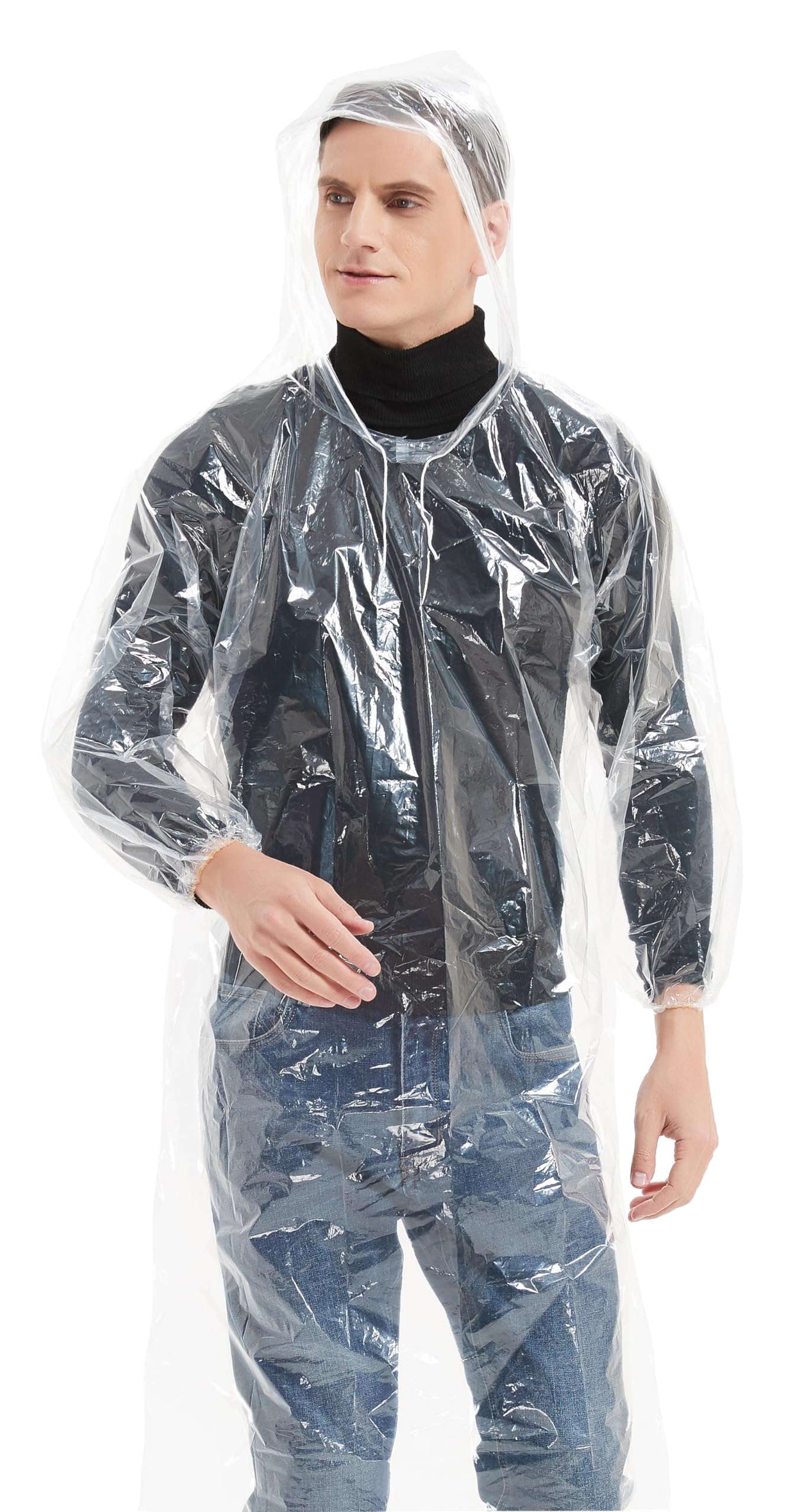 ProtectX Premium Disposable Rain Ponchos with Elastic Cuffs & Drawstring Hood - Waterproof Emergency Rainwear for Outdoor Events, Hiking, Travel & Theme Parks