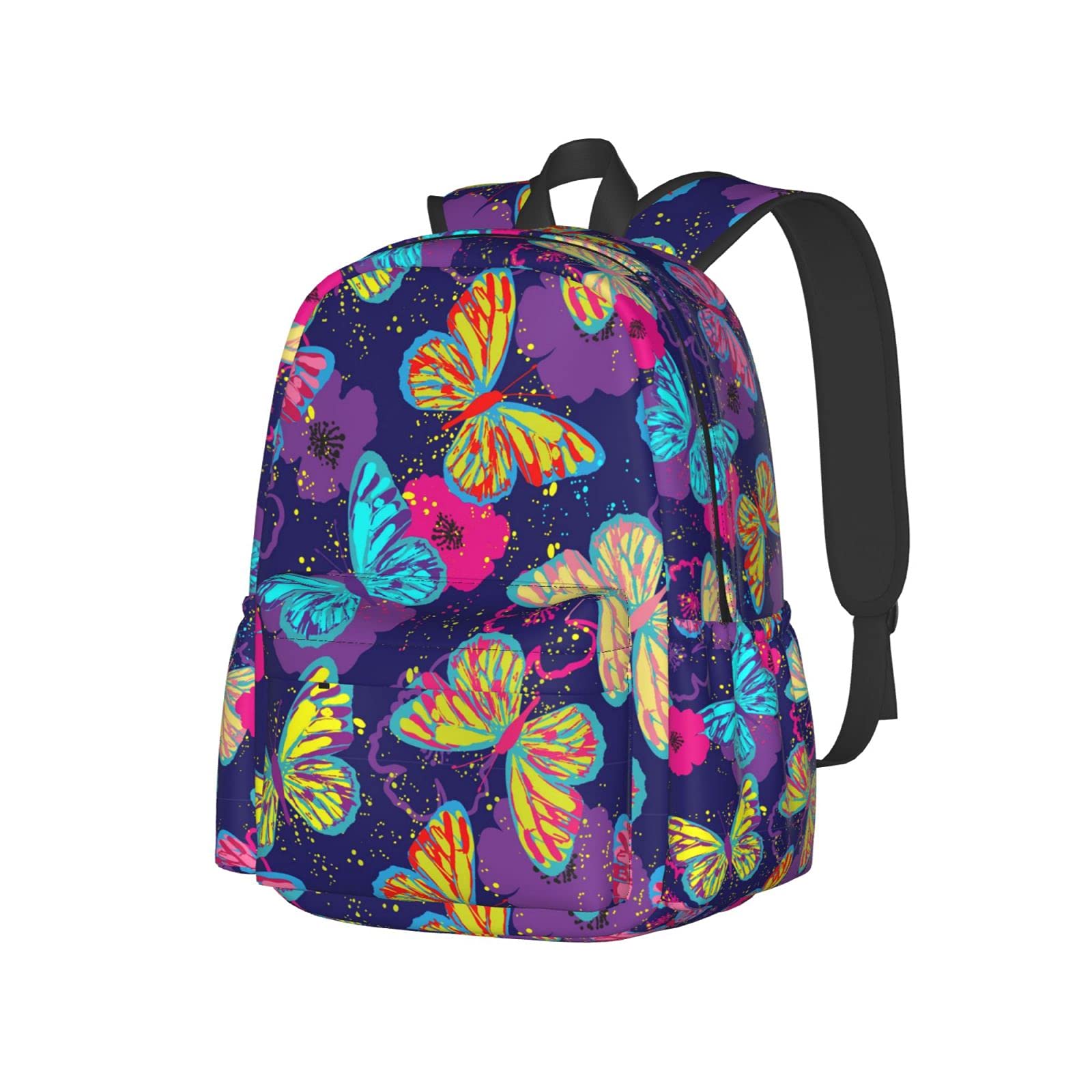 Delerain 17 Inch Laptop Backpack with Bright Butterflies Print - Waterproof School Bookbag, Travel Backpack for Women & Men - Perfect for College, Work, Camping, Hiking, Beach & Daily Commute