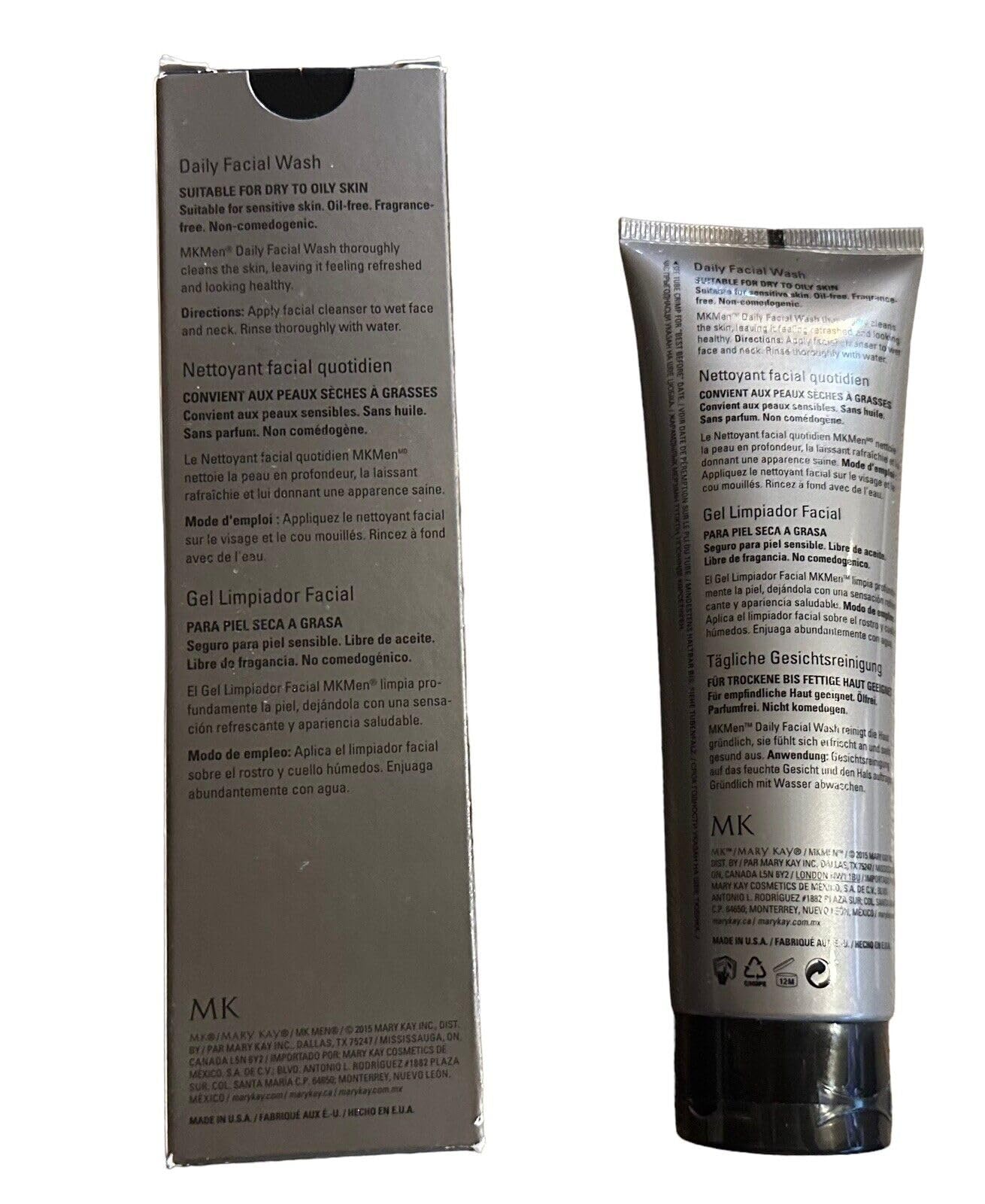 Mary Kay MK Men Daily Facial Wash 4.5 FL OZ - Oil Control & Deep Cleansing Face Wash for Men - Gentle Exfoliating & Hydrating Formula - Perfect for Morning & Night Skincare Routine