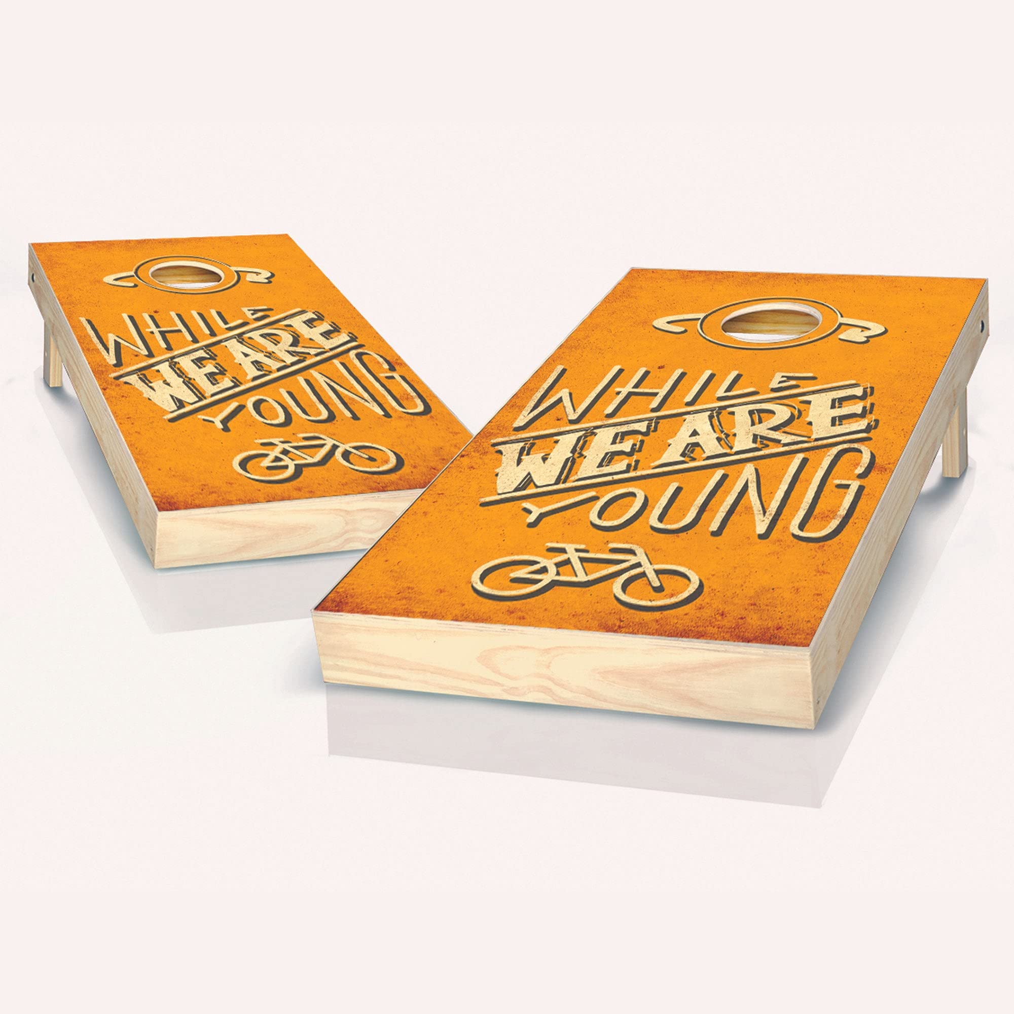 Skip's Garage While We Are Young Cornhole Game Set - 2 Regulation-Sized Boards & 8 Premium Bean Bags - Outdoor Lawn Games for Backyard, Tailgating, and Parties